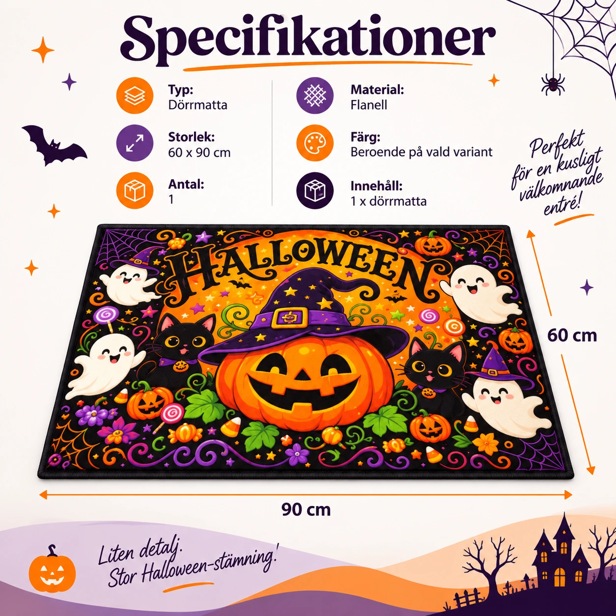 Halloween-ovimatto liukuestepohjalla