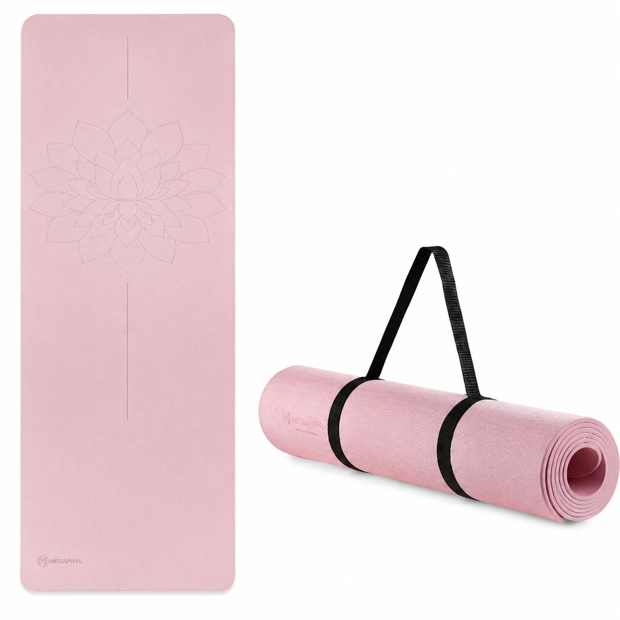 Yogamatta Lotus 6 mm i TPE med Bärrem Rosa
