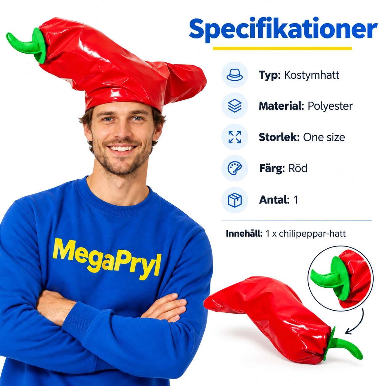 Röd Chilifrukt Hatt för Vuxna