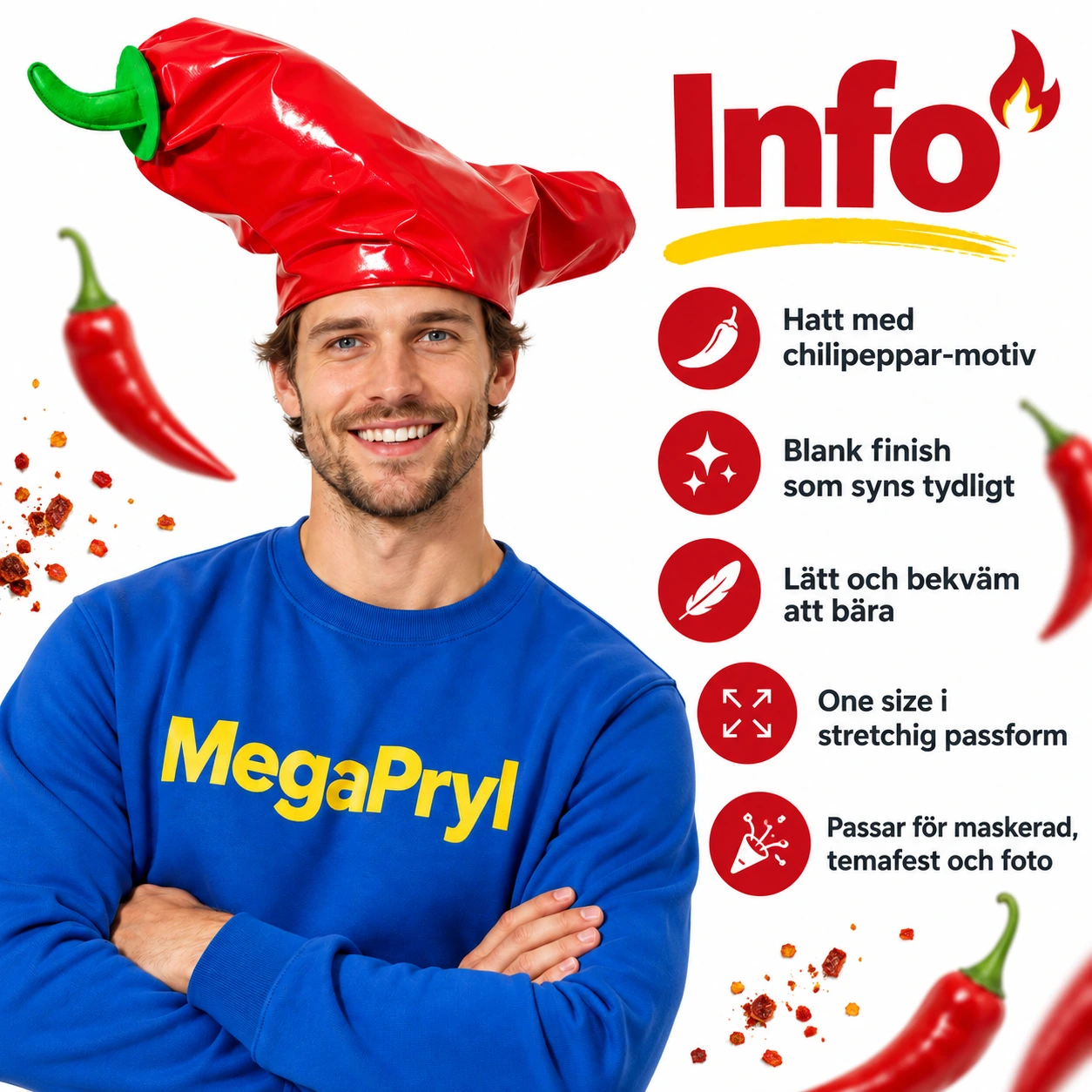 Röd Chilifrukt Hatt för Vuxna