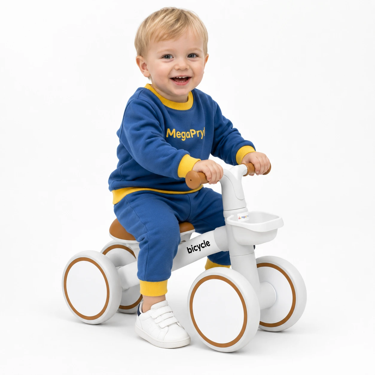 Balanscykel för Barn med Korg och 4 Tysta Hjul