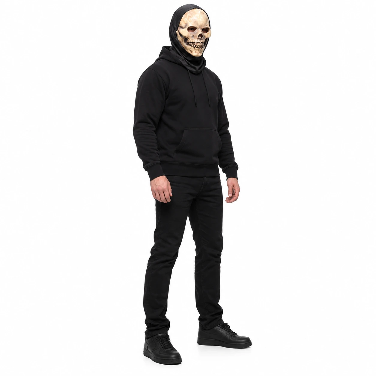 Skallmask för Halloween med Huva i Latex