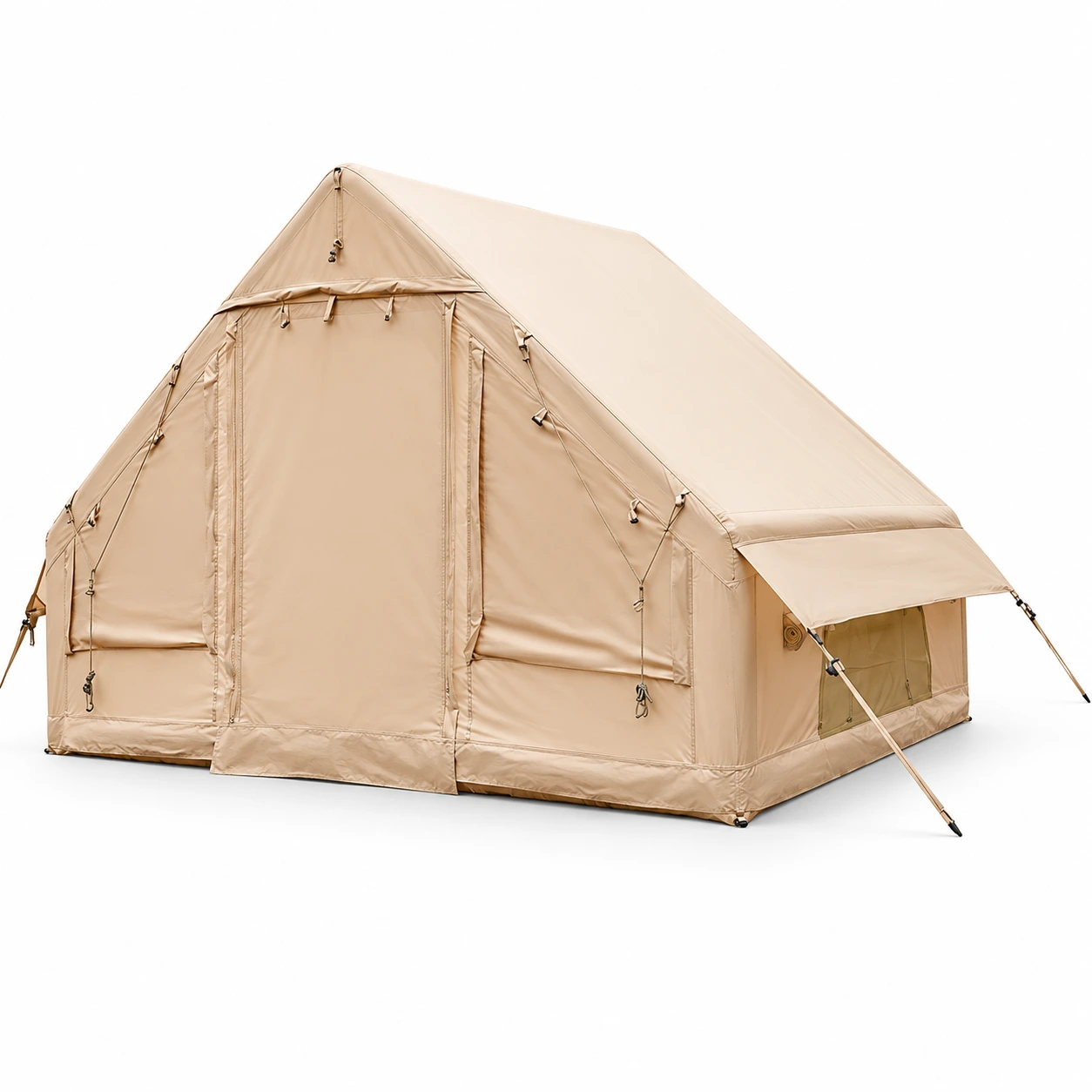 Uppblåsbart campingtält i khaki med ståhöjd 300 x 210 x 200 cm