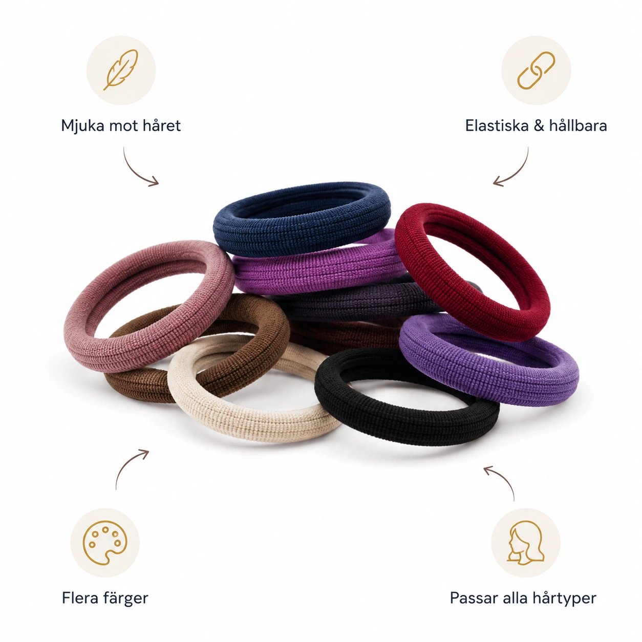 Hårsnoddar - Elastiska Hårband i Flera Färger 100-200-pack