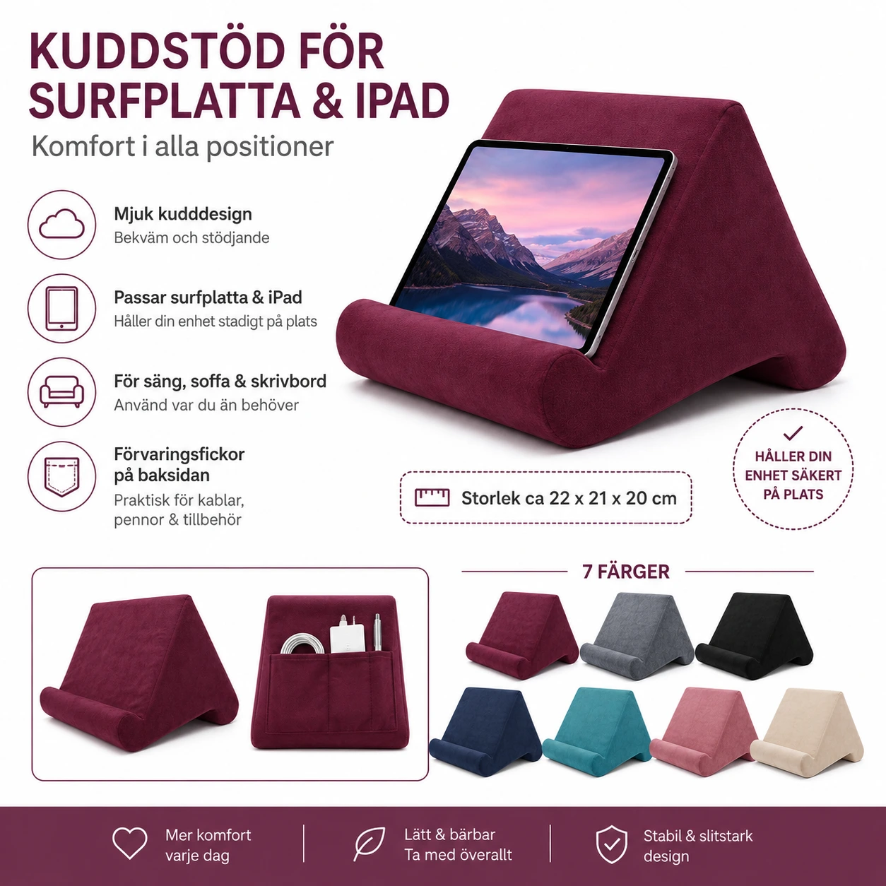 Surfplattestöd Kudde – Mjukt Ställ för iPad & Surfplatta