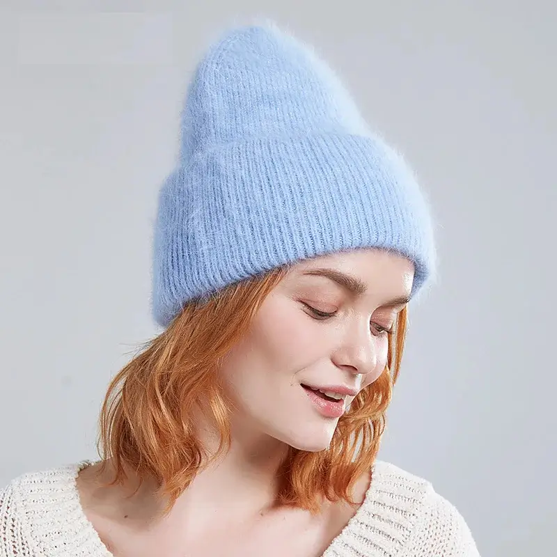 Vintermössa för Kvinnor – Varm Angora Kaninullsmössa 5