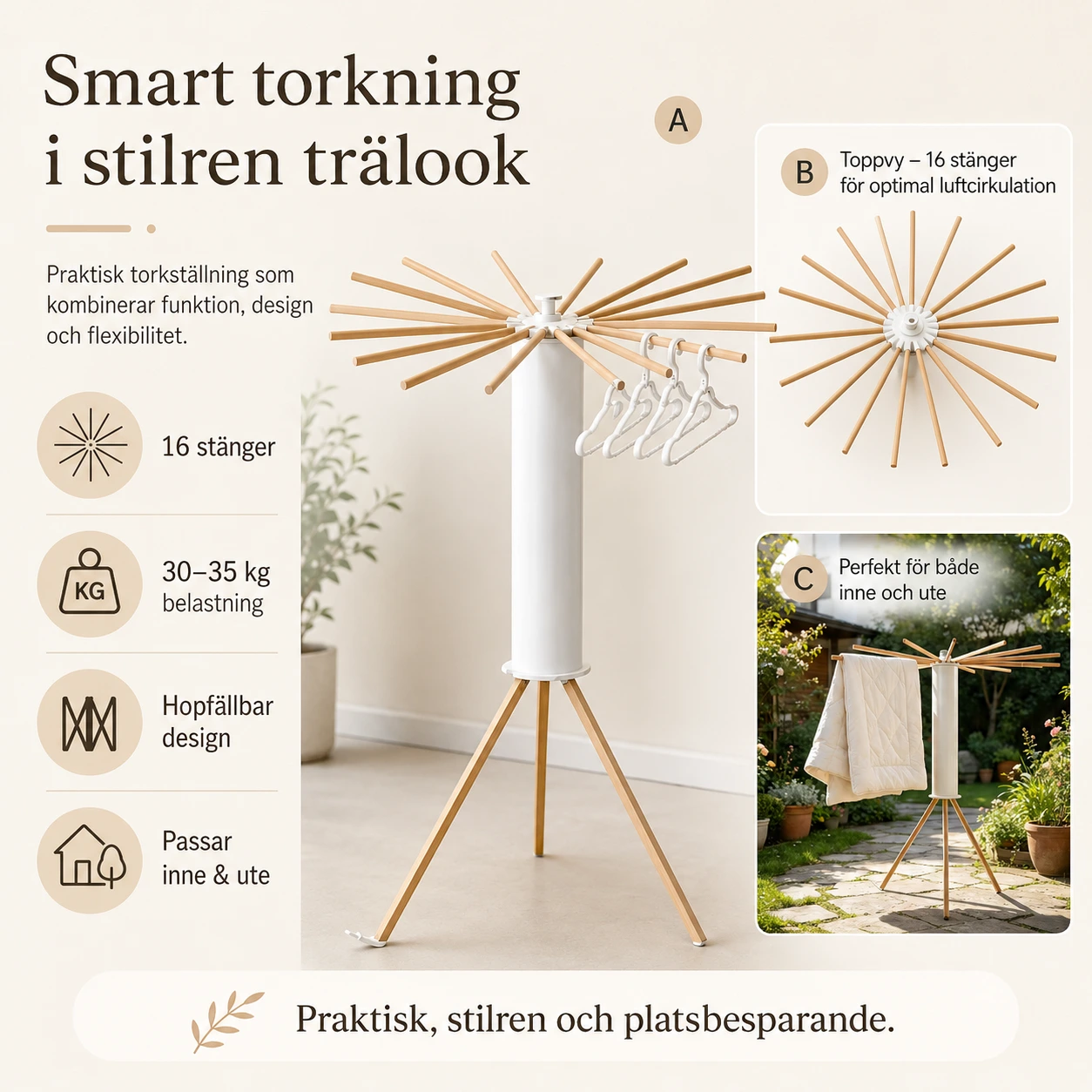 Hopvikbar Klädtorkställning för Inomhus och Utomhusbruk
