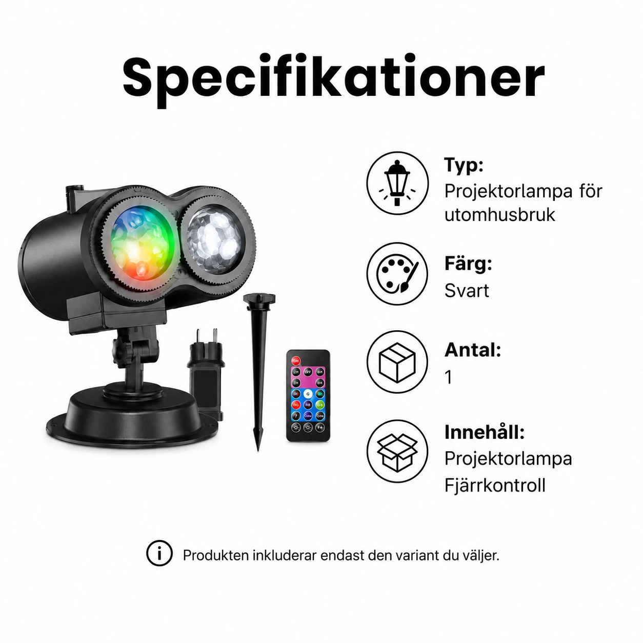 Projektorlampa för utomhusbruk med mönster och vågeffekt