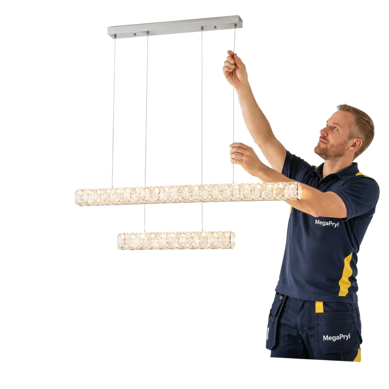 Kristall taklampa för matbord med LED och justerbart ljus
