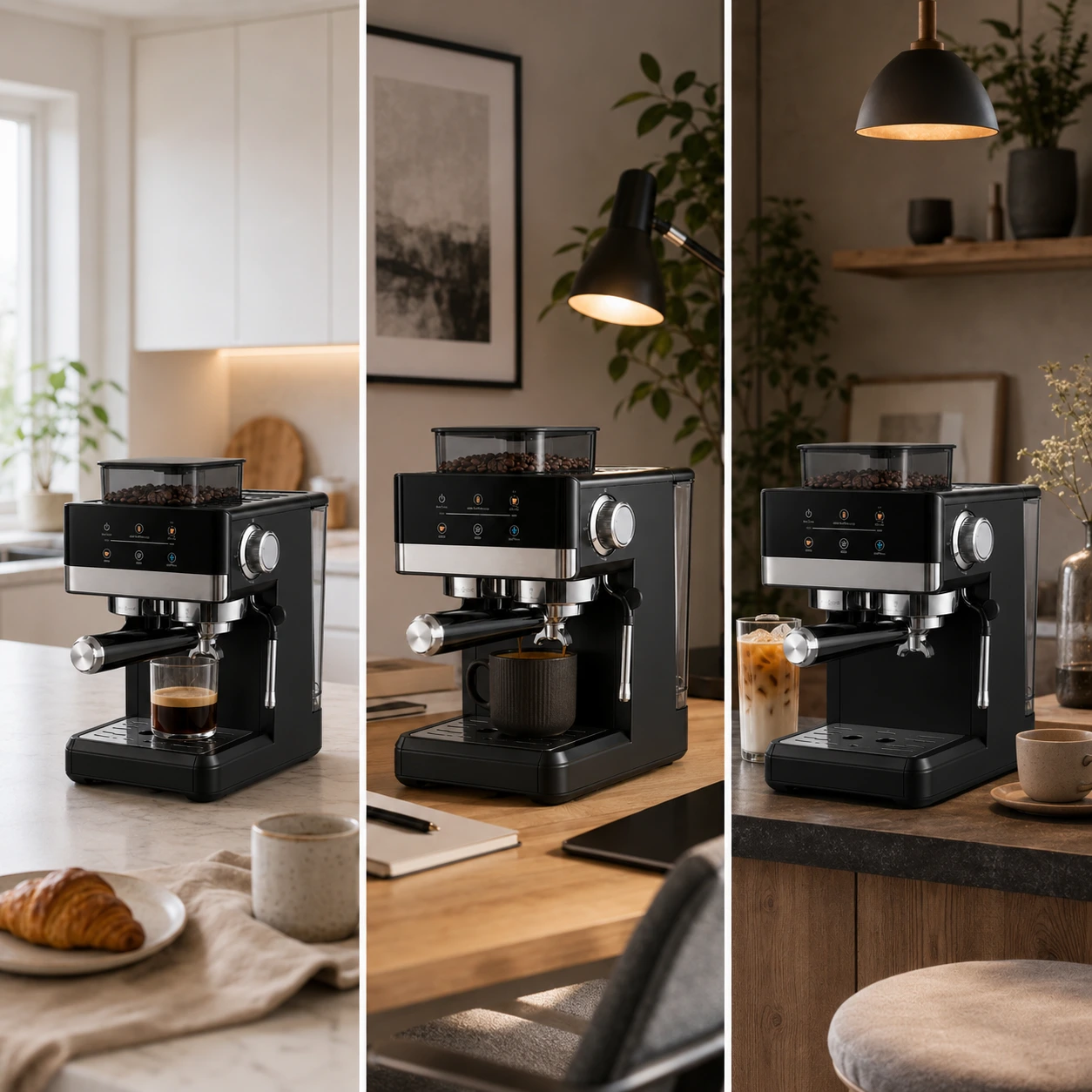 Espressomaskin med Kaffekvarn och Cold Brew 20 Bar