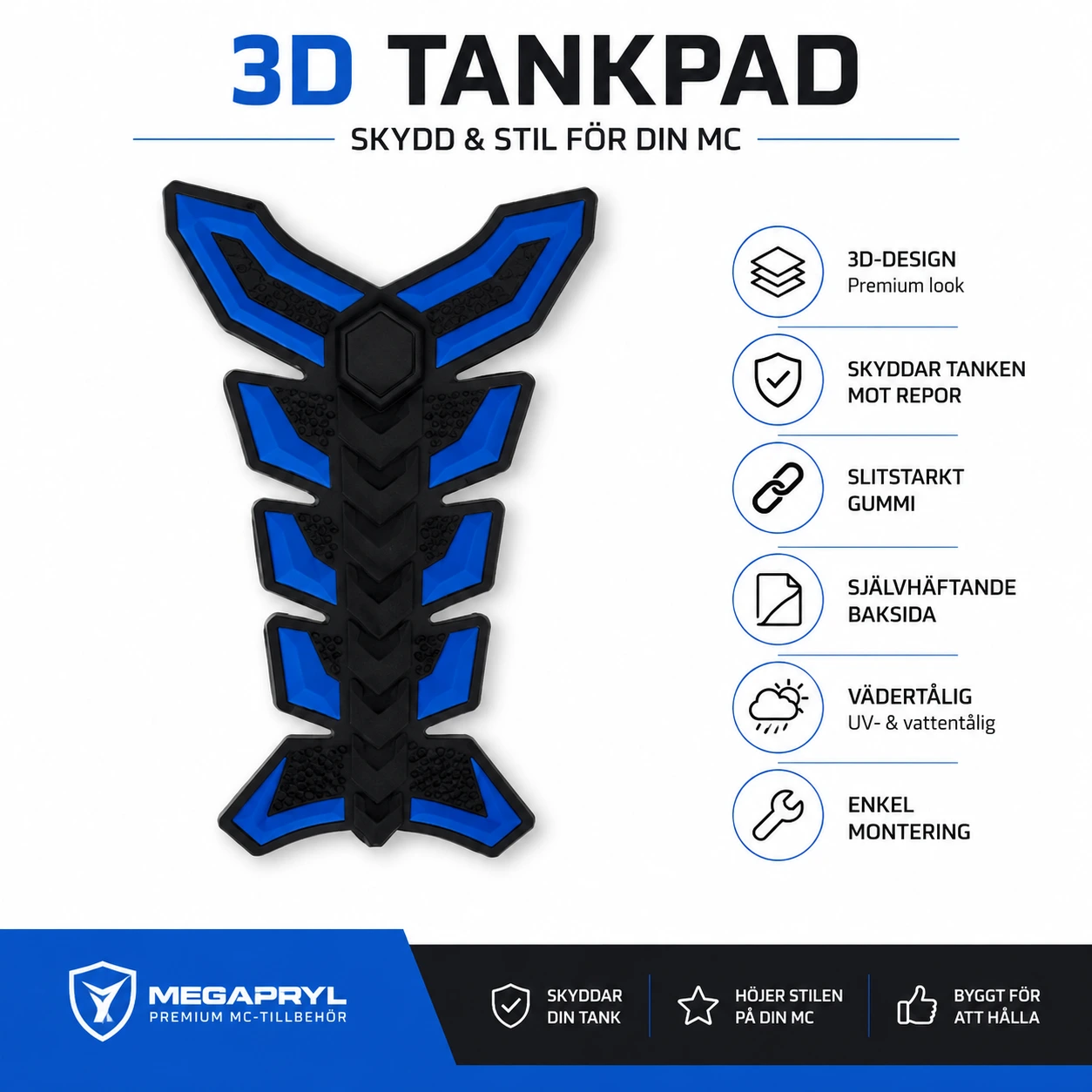 Tankskydd för Motorcykel 3D i Gummi 21 x 13 cm