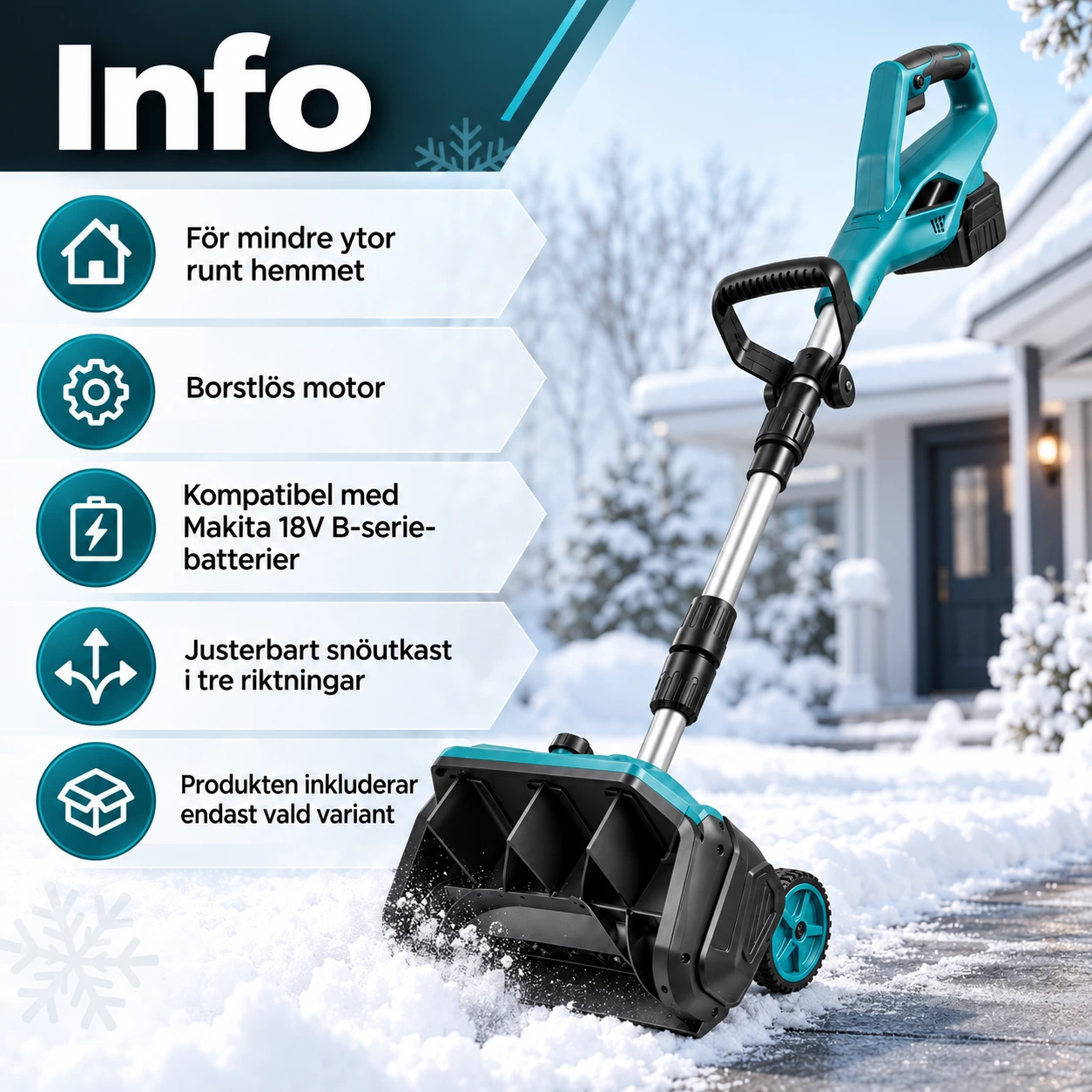 Snöslunga Batteridriven kompatibel med Makita 18V