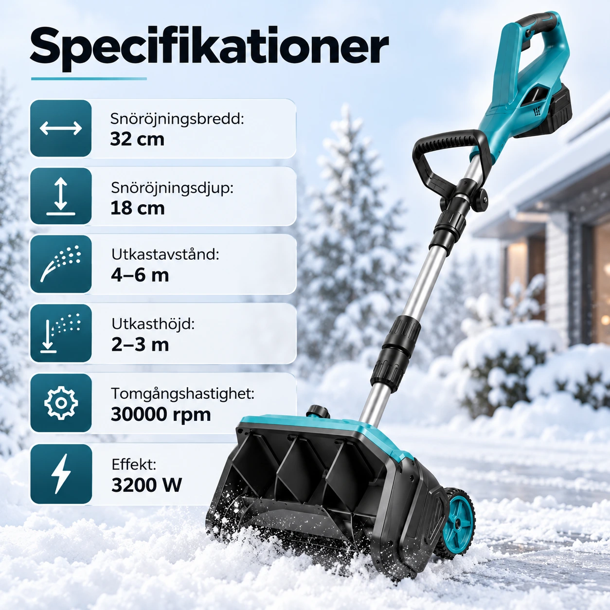 Snöslunga Batteridriven kompatibel med Makita 18V