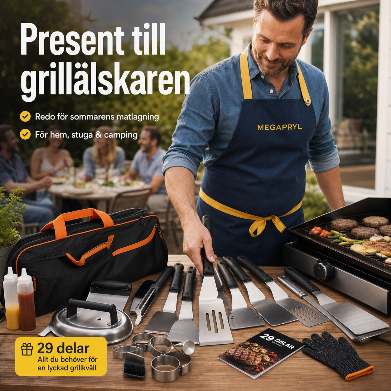 Grillredskapsset 29 Delar för Stekhäll med Väska