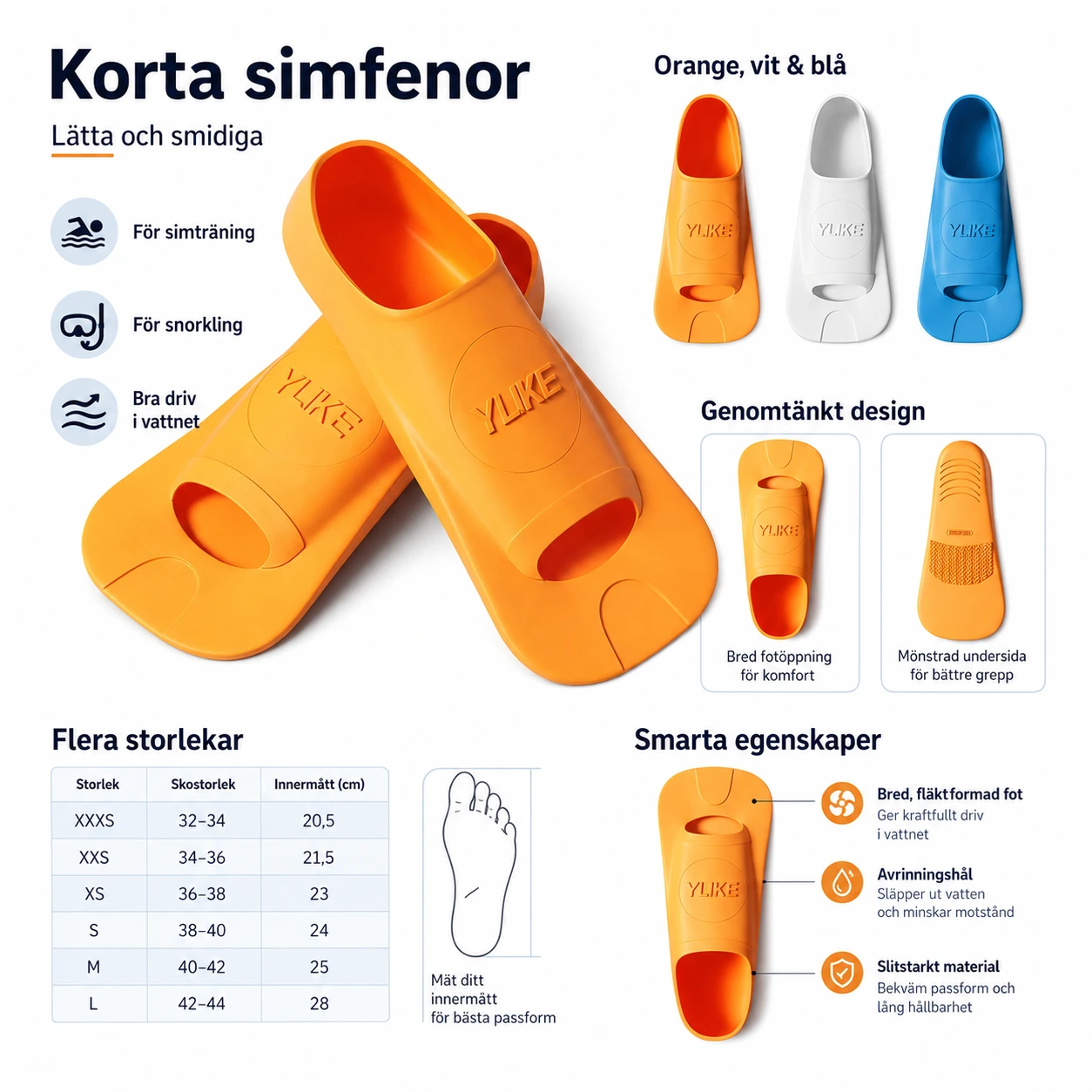 Simfenor Korta – För Simträning & Snorkling