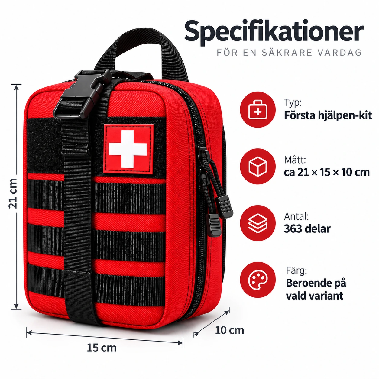 Førstehjelpssett for hjem, bil og friluftsliv, 363 deler