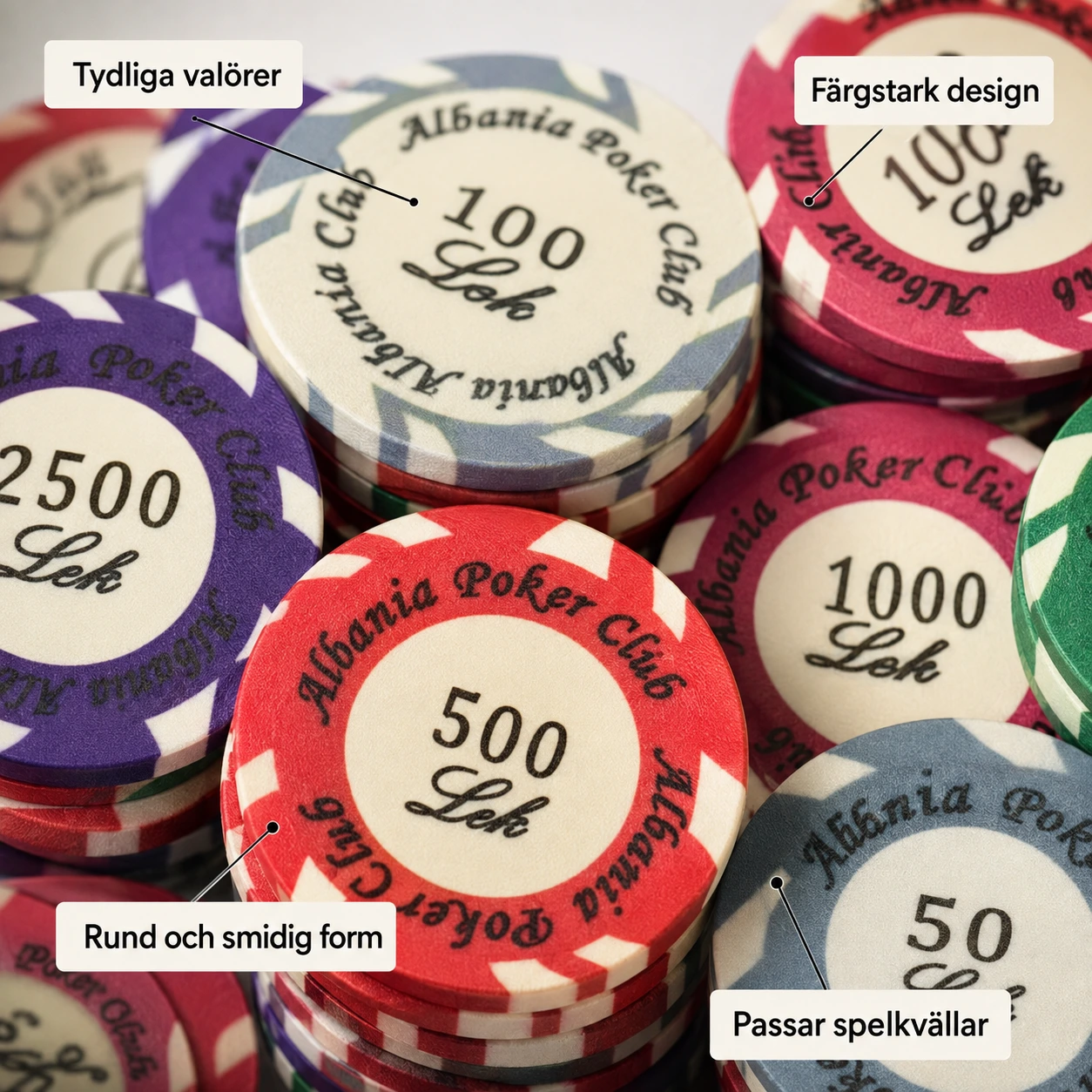 Pokerchips för spelkväll och kasino 50-pack