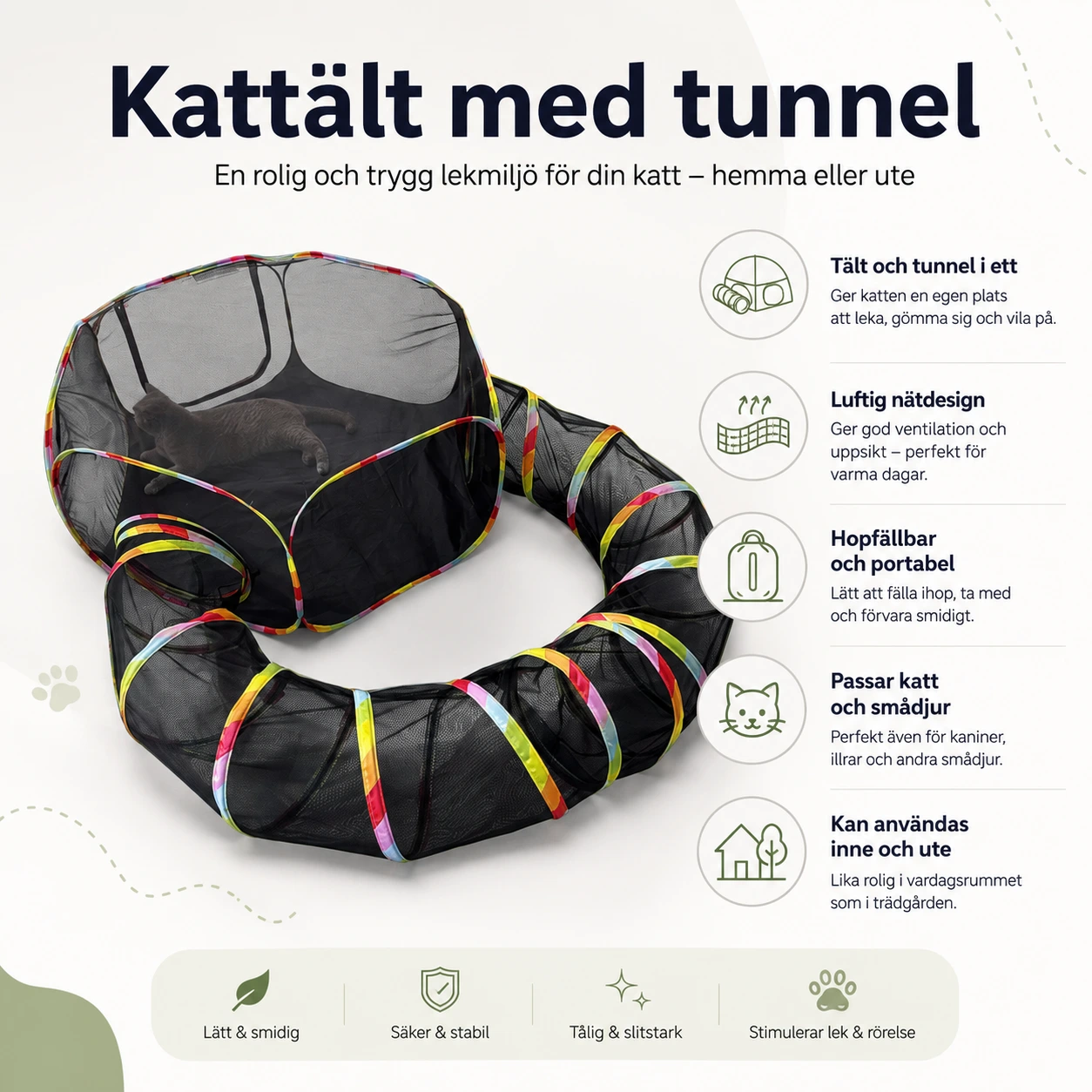 Kattält med tunnel för katt och smådjur