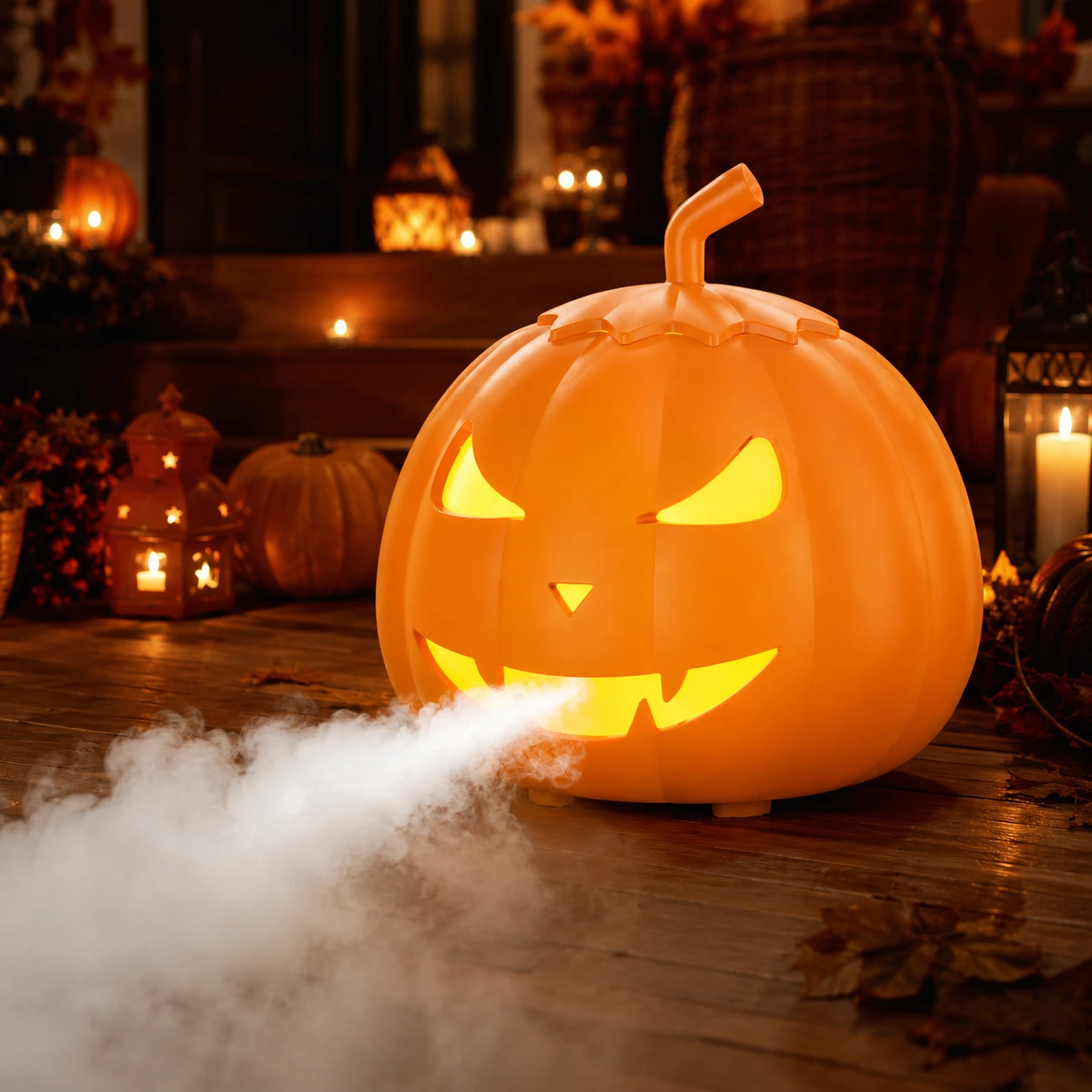 Pumpa rökmaskin för halloween med RGB-belysning