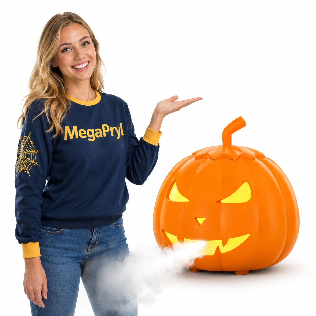 Pumpa rökmaskin för halloween med RGB-belysning