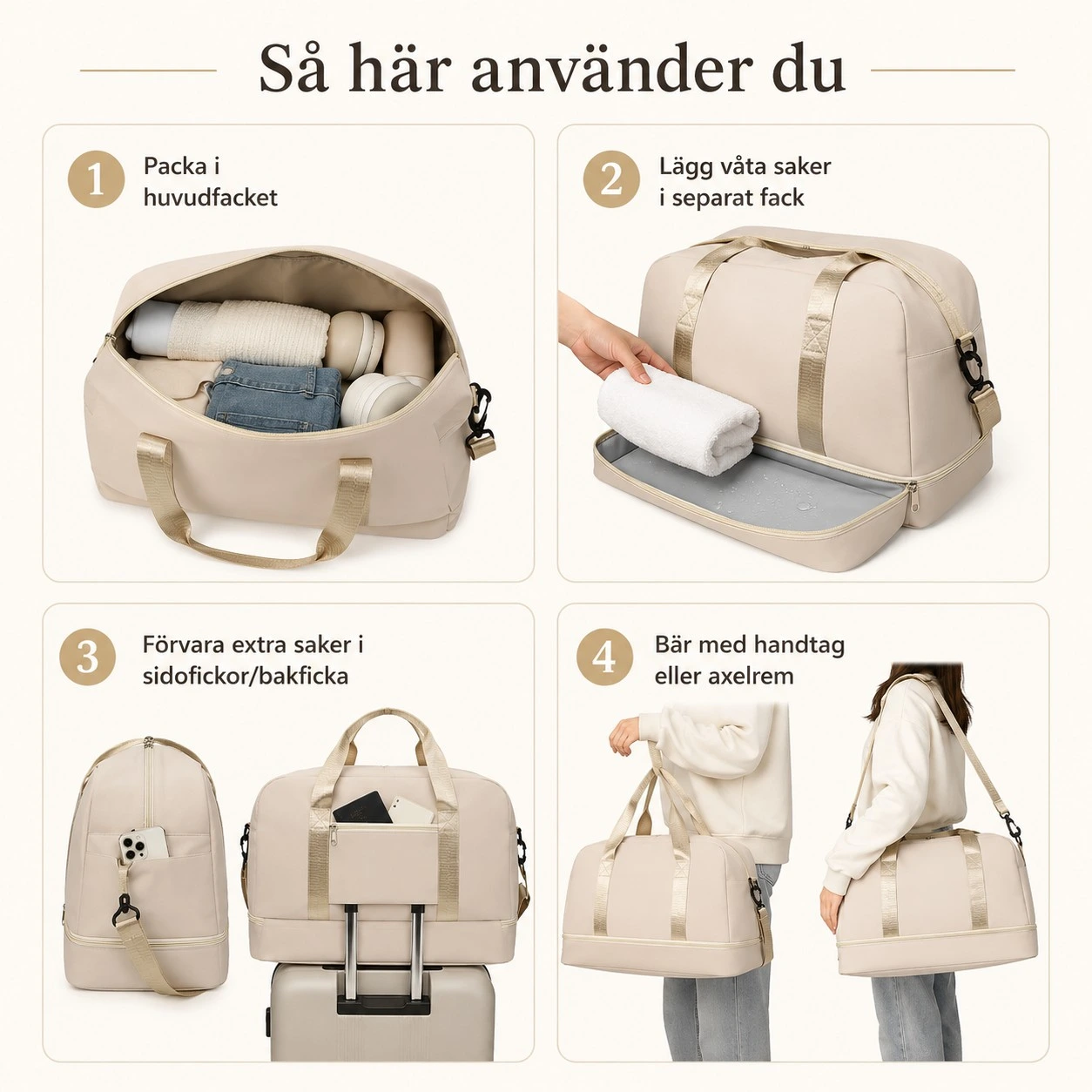 Duffelväska med Axelrem och Separat Fack