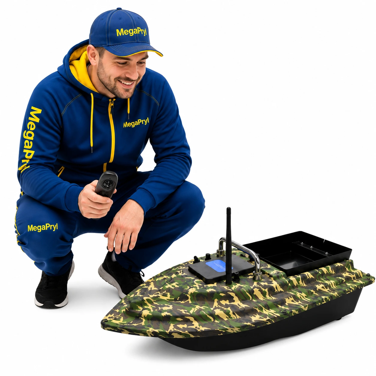 Radiostyrd betesbåt för karpfiske med fjärrkontroll