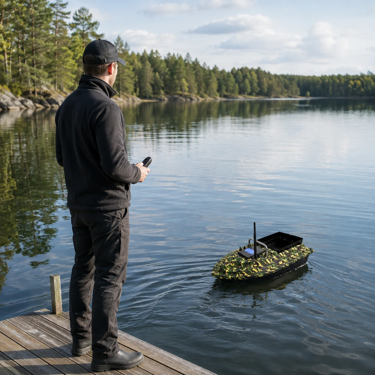 Radiostyrd betesbåt för karpfiske med fjärrkontroll
