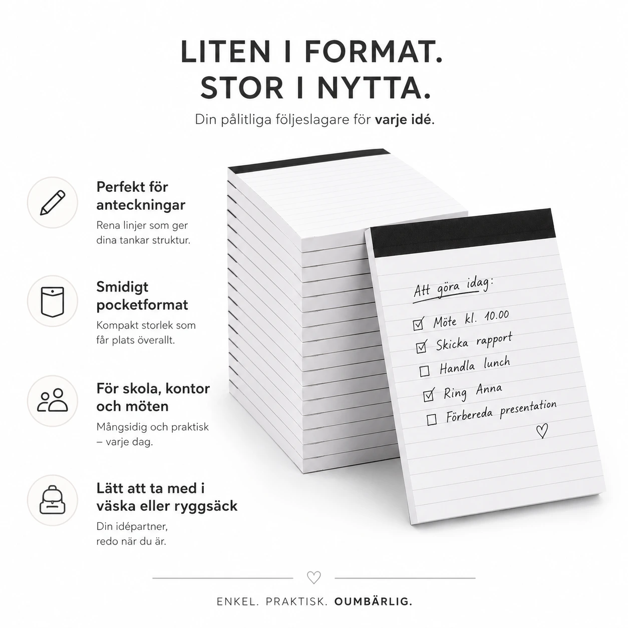 Linjerat Anteckningsblock 30 Ark – Pocketformat 10-pack