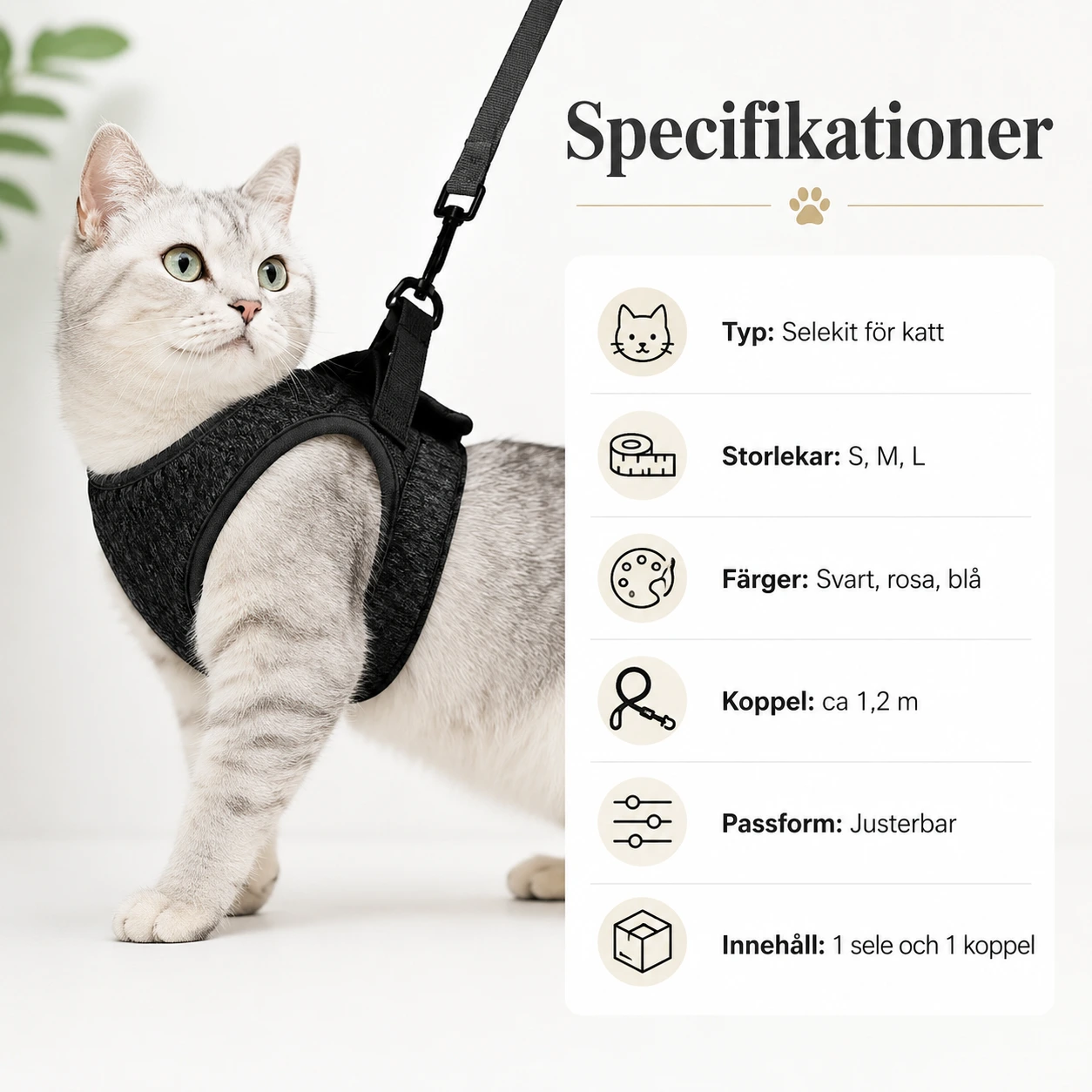 Kissavaljaat ja talutushihna kissalle ja kissanpennulle