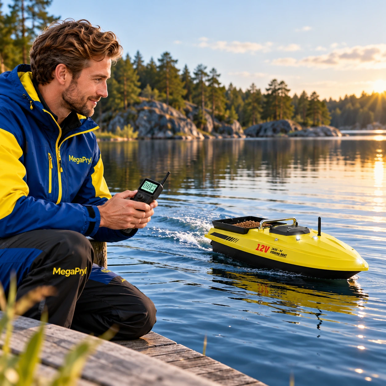 Betesbåt med sonar och GPS för fiske