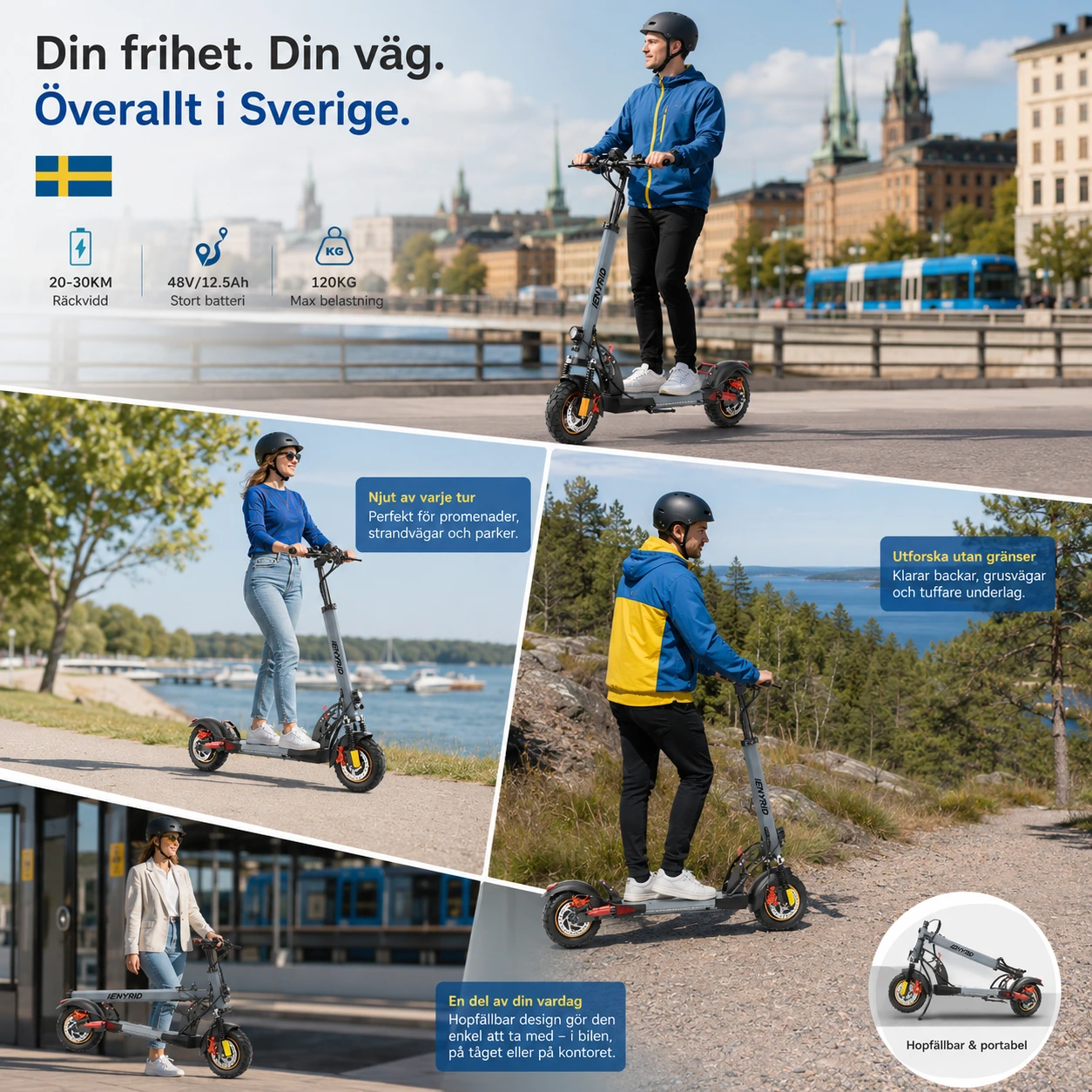 Elsparkcykel 800W – Hopfällbar med 10-tums Däck