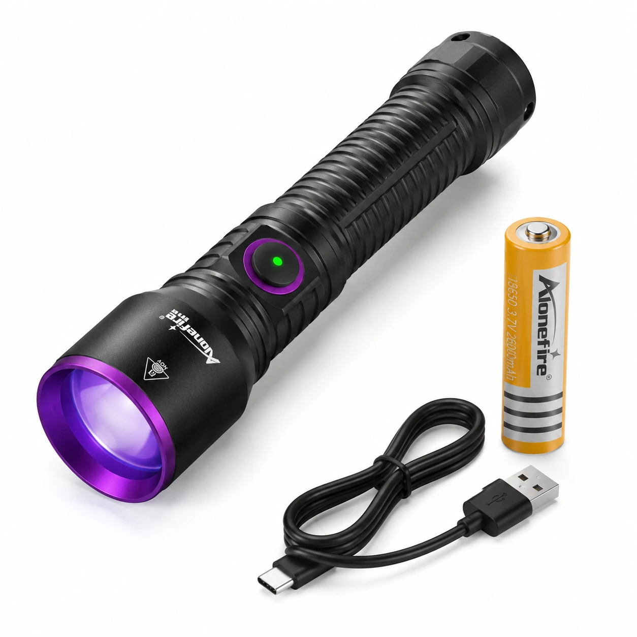 365 nm med 18650-batteri