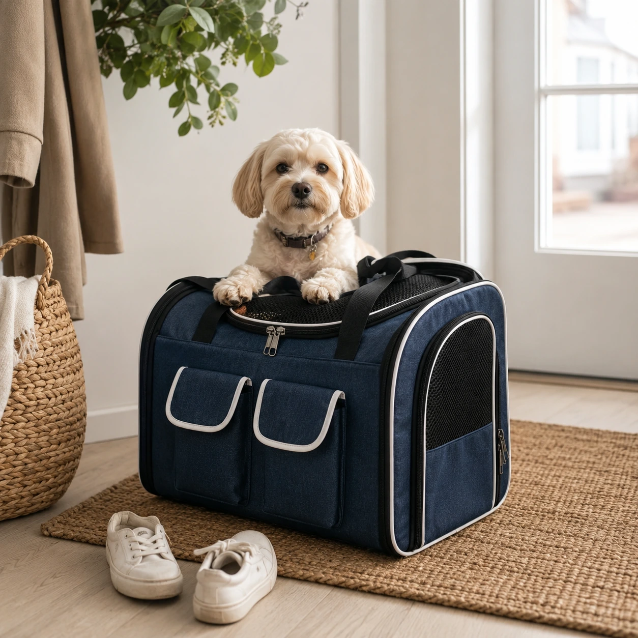 Hopfällbar transportväska för katt och hund
