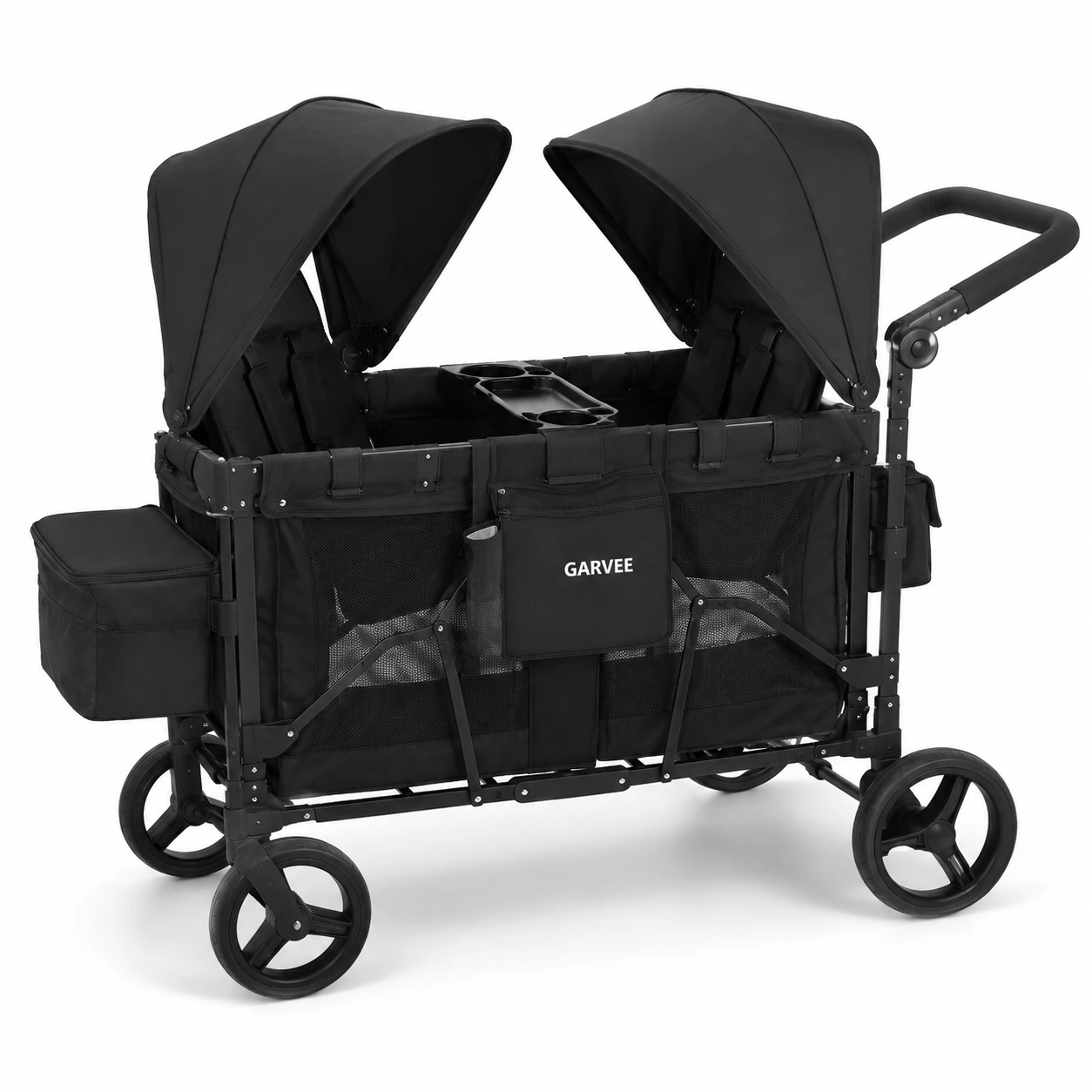 Dubbel sittvagn och vagn med sufflett, hopfällbar