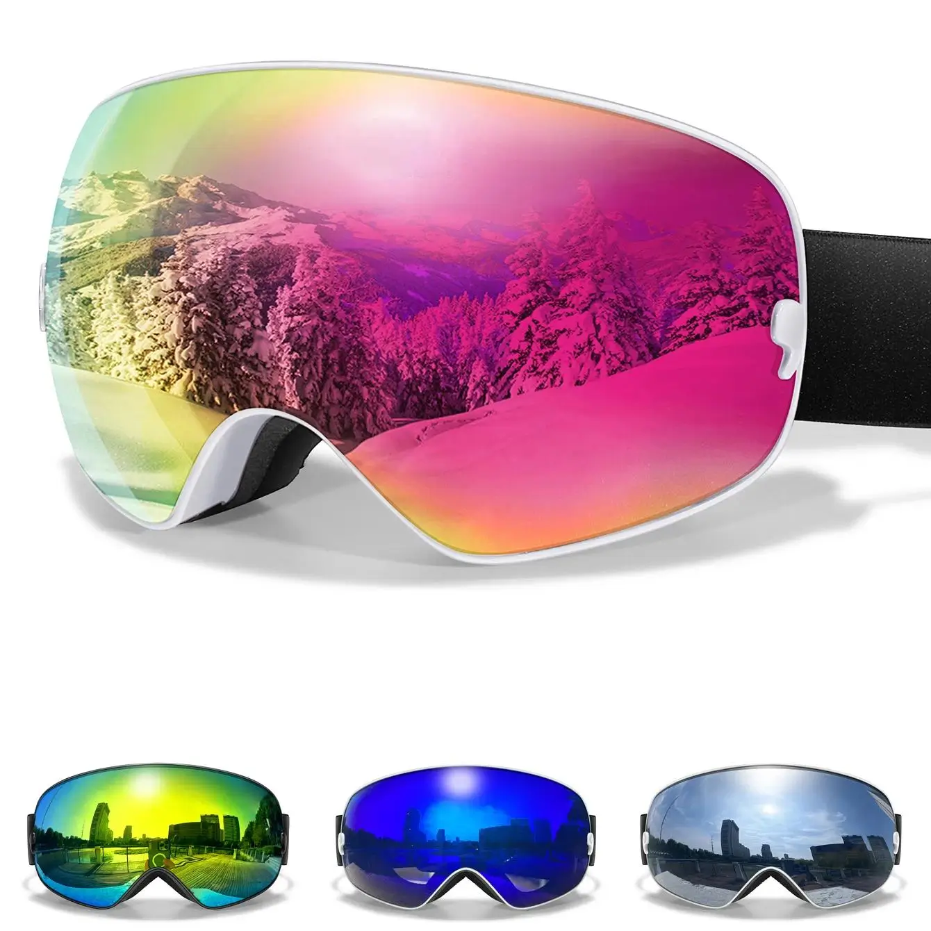 Skidglasögon Anti-Fog UV400 och Nattvisionslins