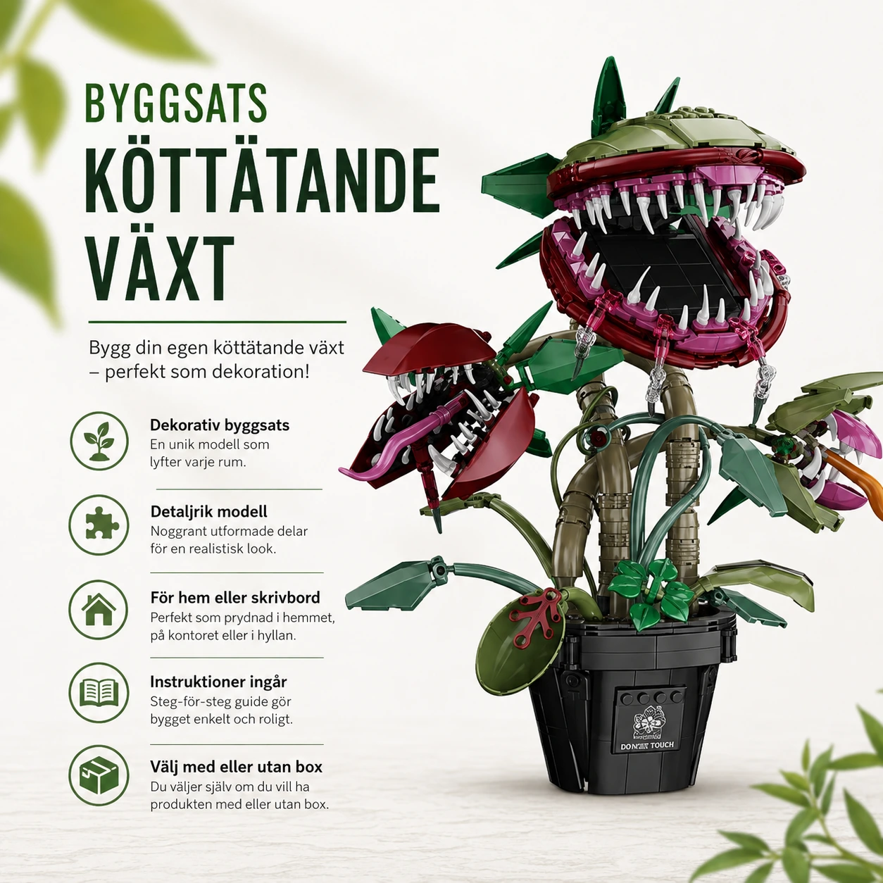 Byggsats köttätande växt för dekoration i ABS-plast