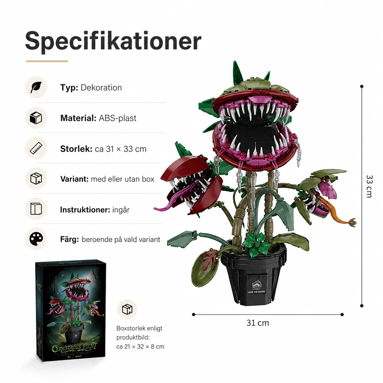 Rakennussarja lihansyöjäkasvi koristeeksi ABS-muovista