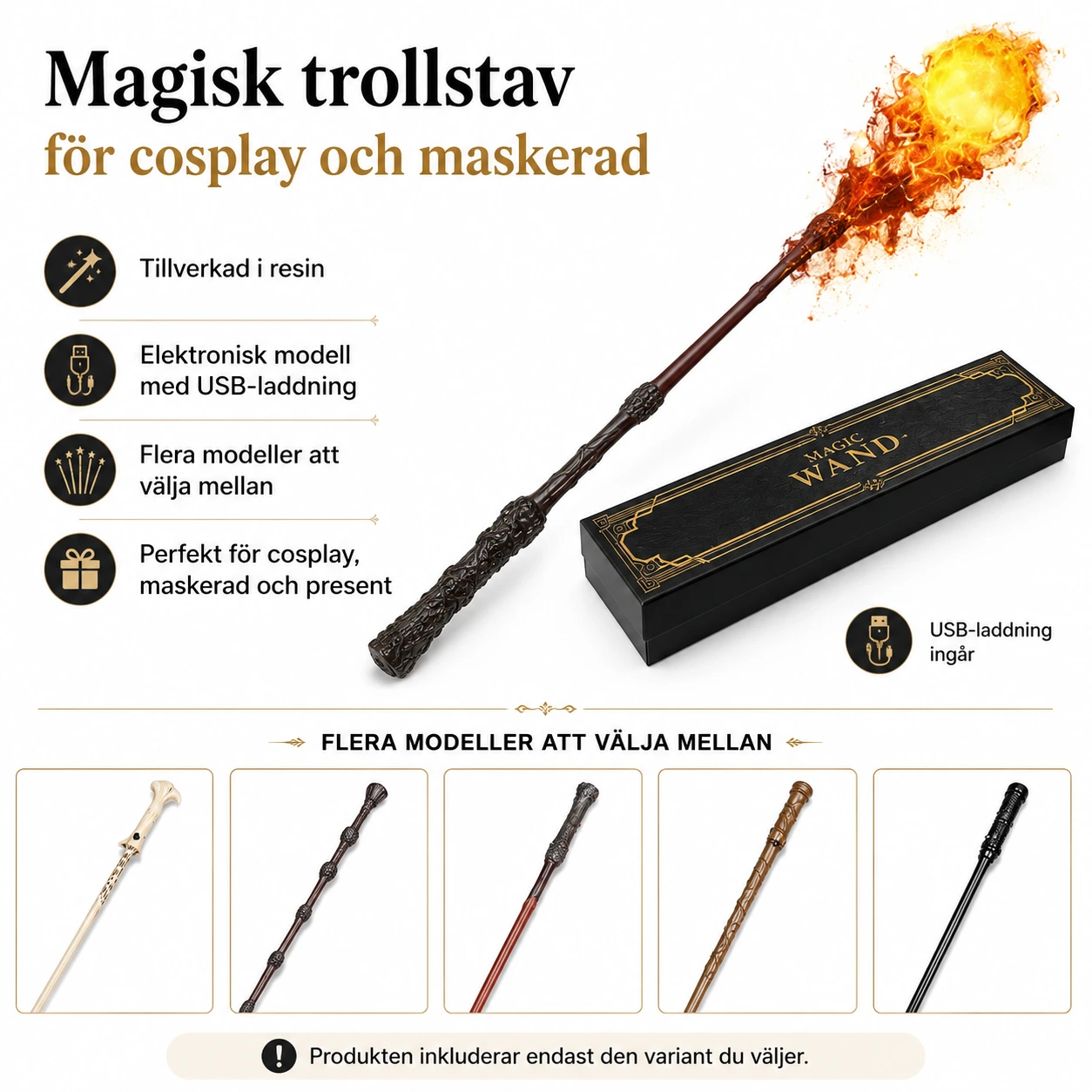 Magisk trollstav för cosplay och maskerad i resin