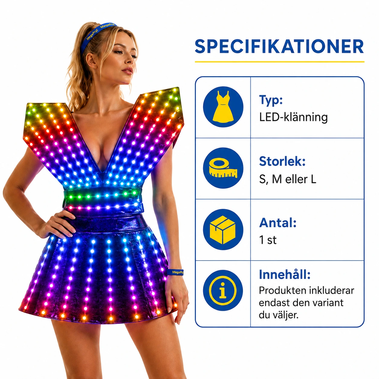 LED-klänning för scen och fest, dam