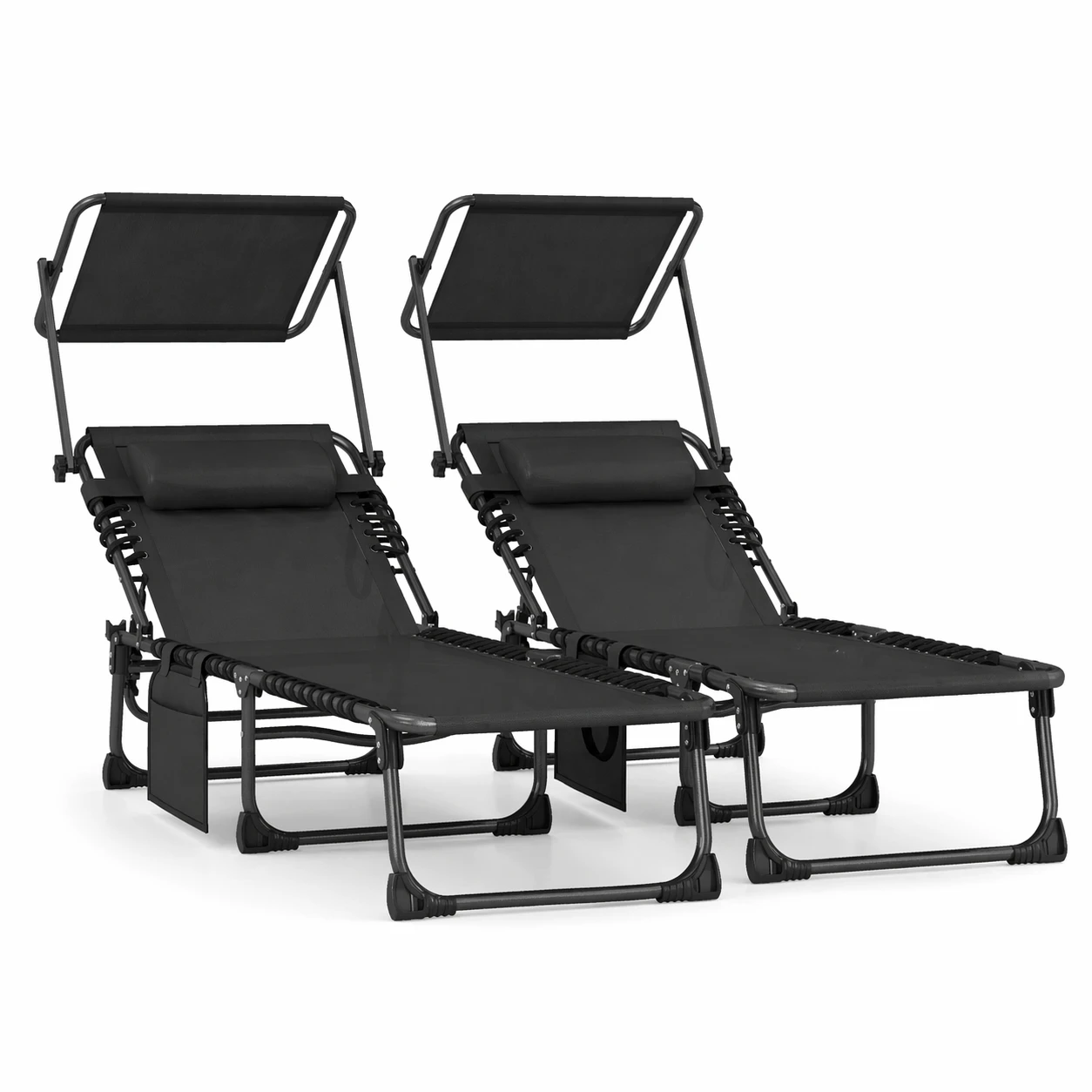 Vilstolar 2-pack med Parasoll - Hopfällbara Solstolar