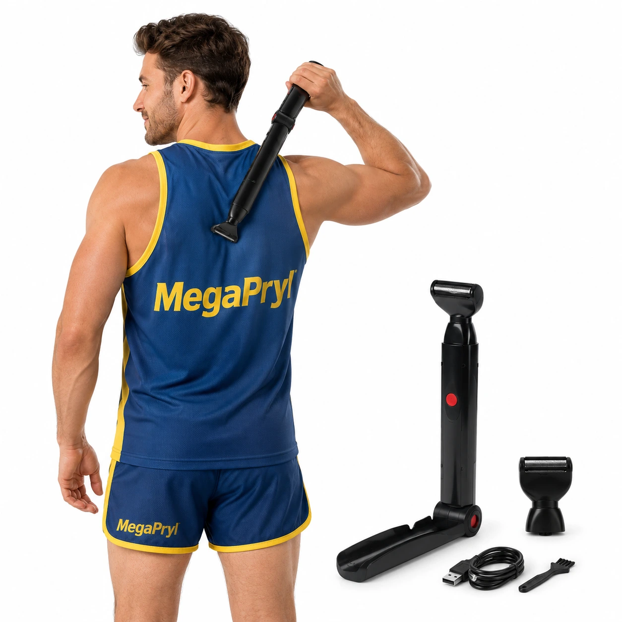 Ryggtrimmer och ansiktstrimmer med vikbart handtag