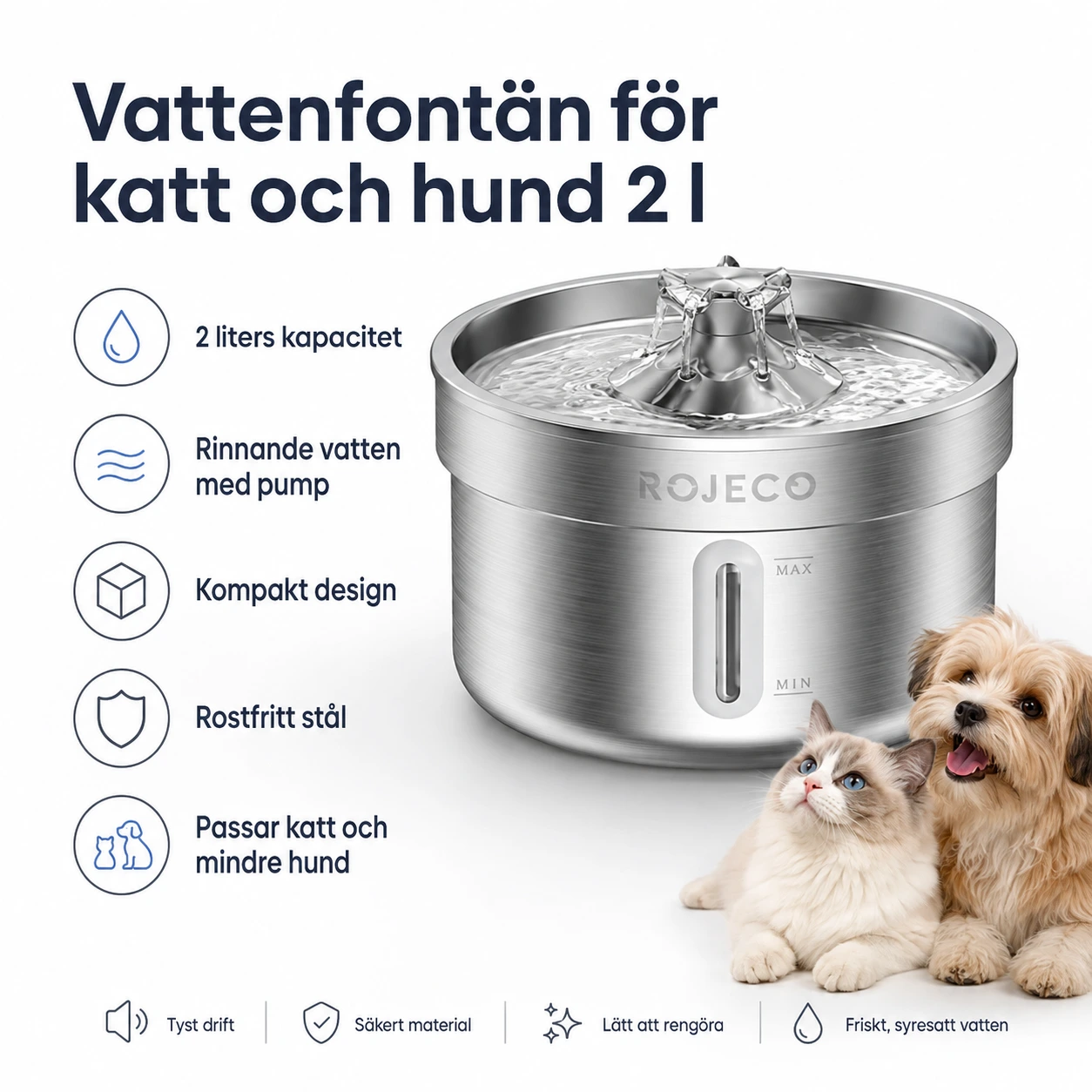 Vattenfontän för katt och hund 2 l