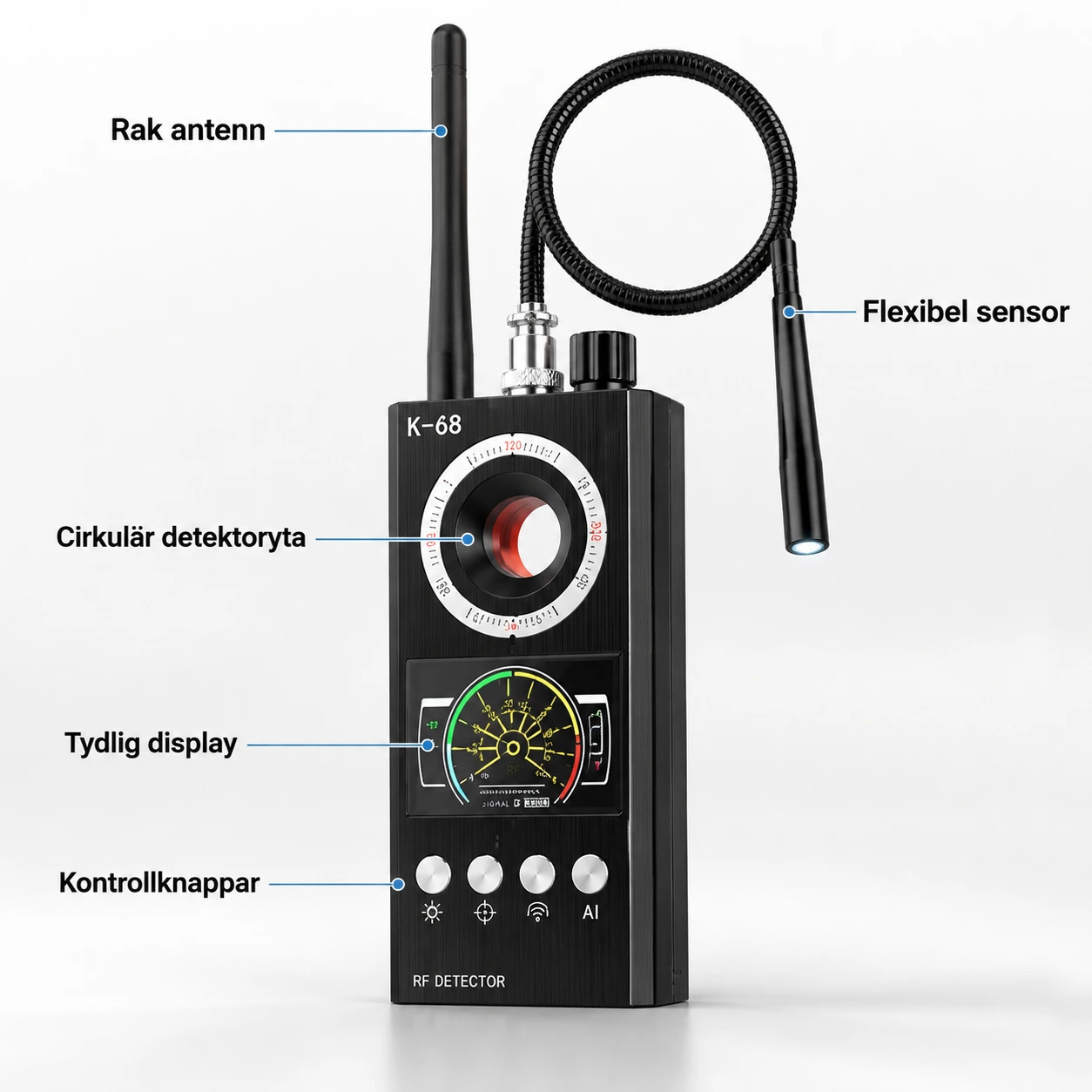 RF-detektor för dolda kameror och signaler
