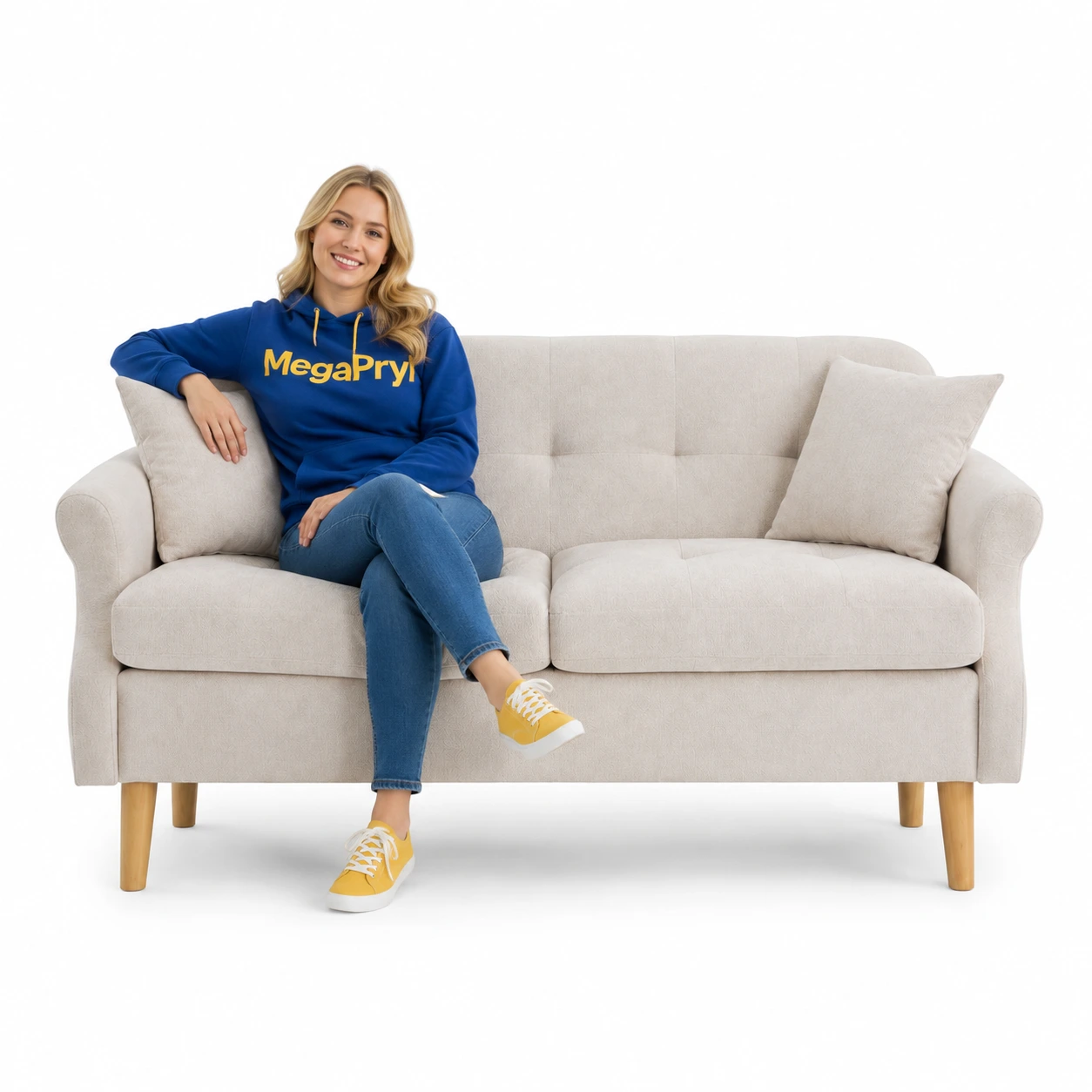 2-sits soffa för vardagsrum med tjock sittdyna
