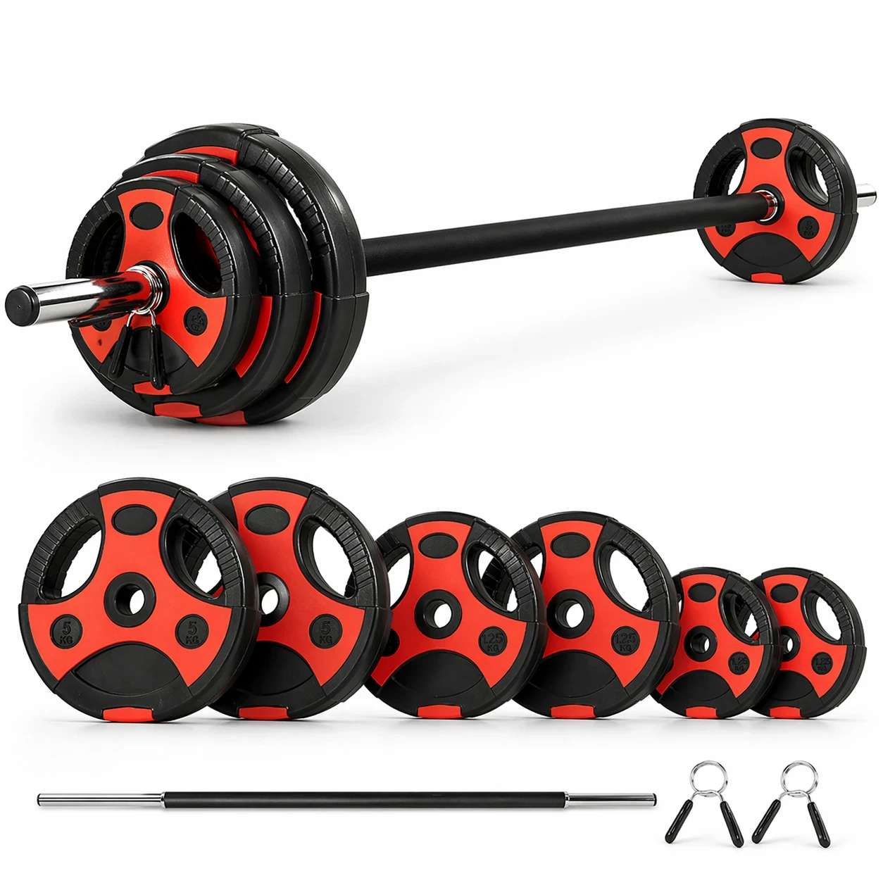Skivstång med Vikter – 20 kg Set – Justerbar & Stabil
