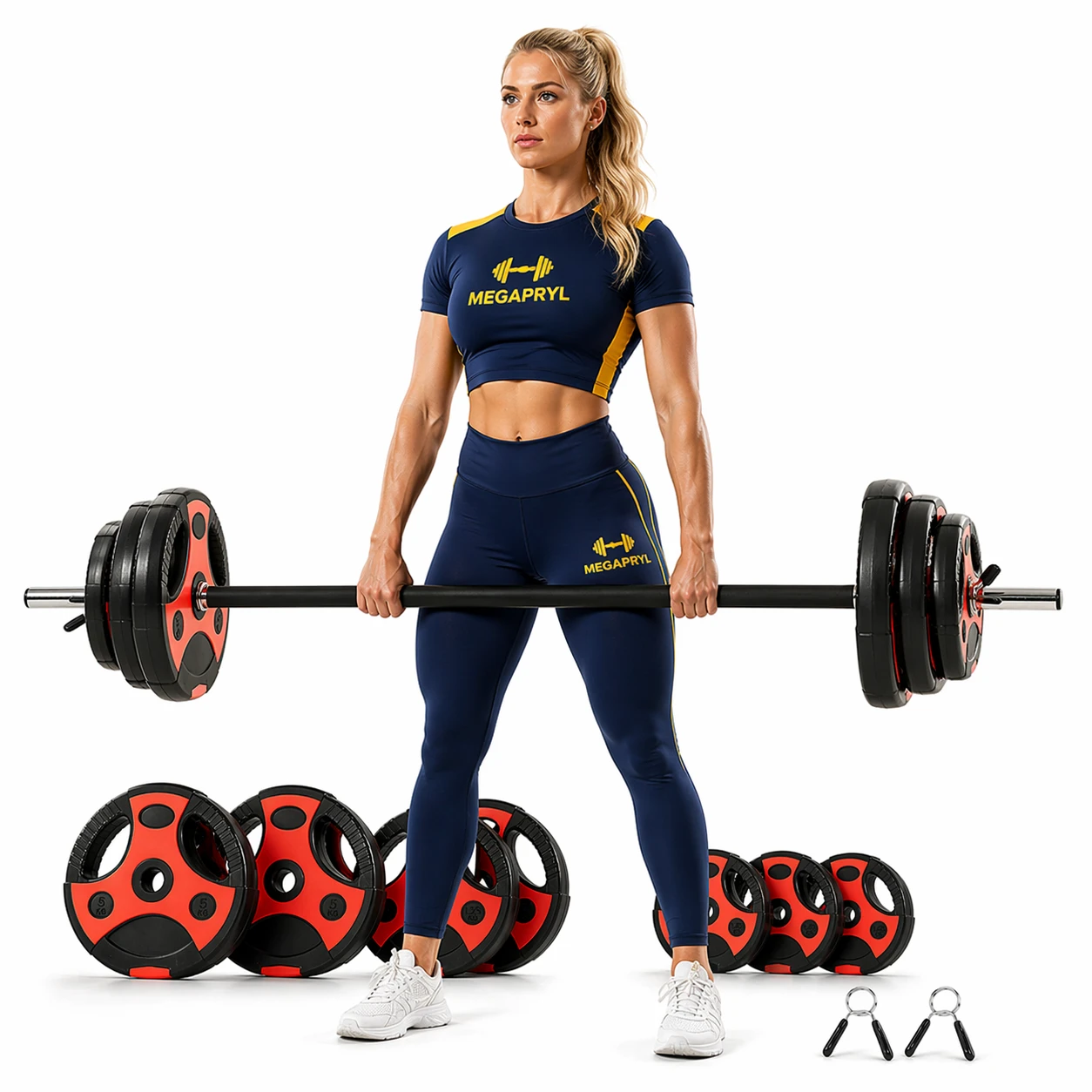 Skivstång med Vikter – 20 kg Set – Justerbar & Stabil