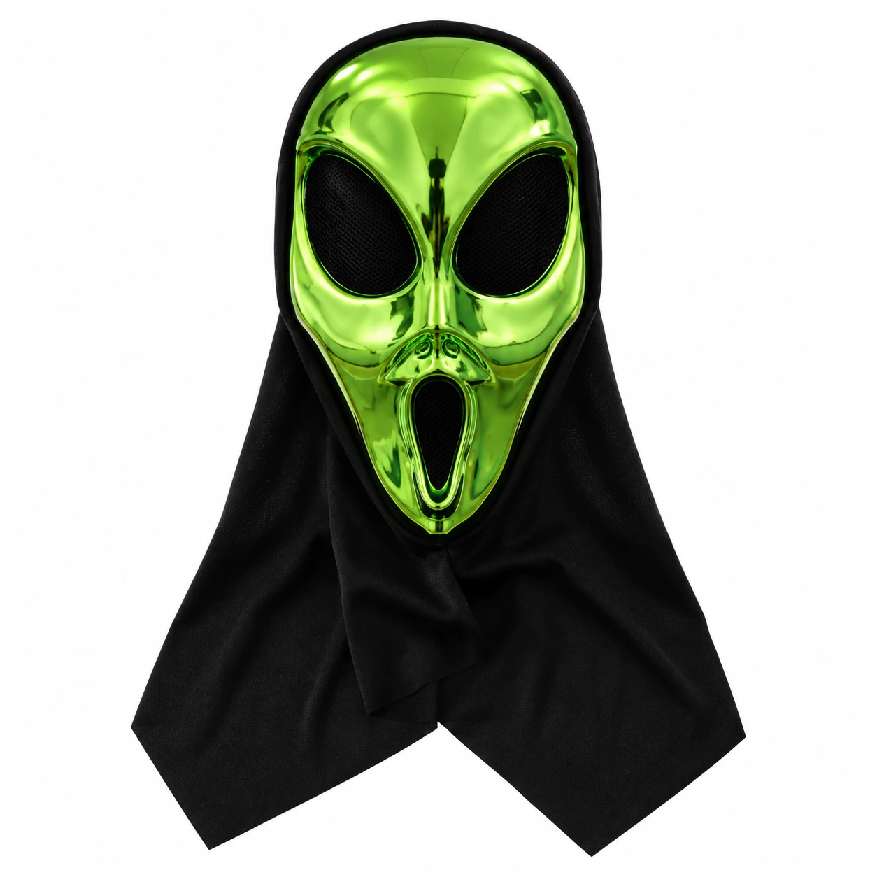 Alienmask för halloween och cosplay i grön plast