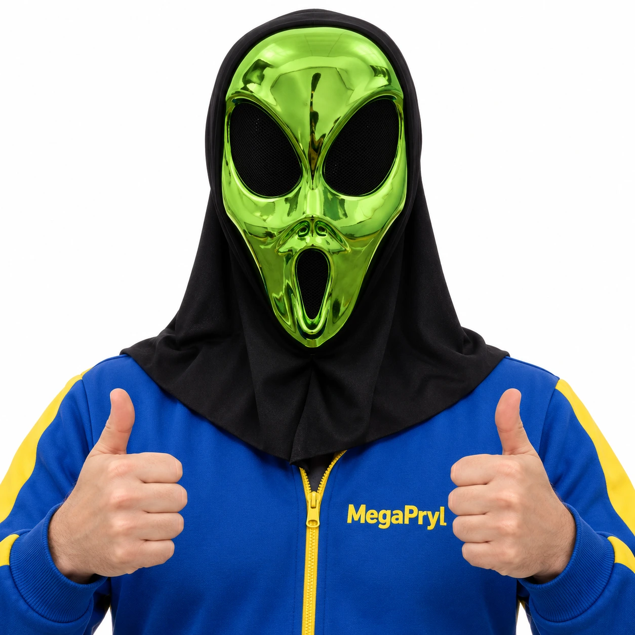 Alienmask för halloween och cosplay i grön plast