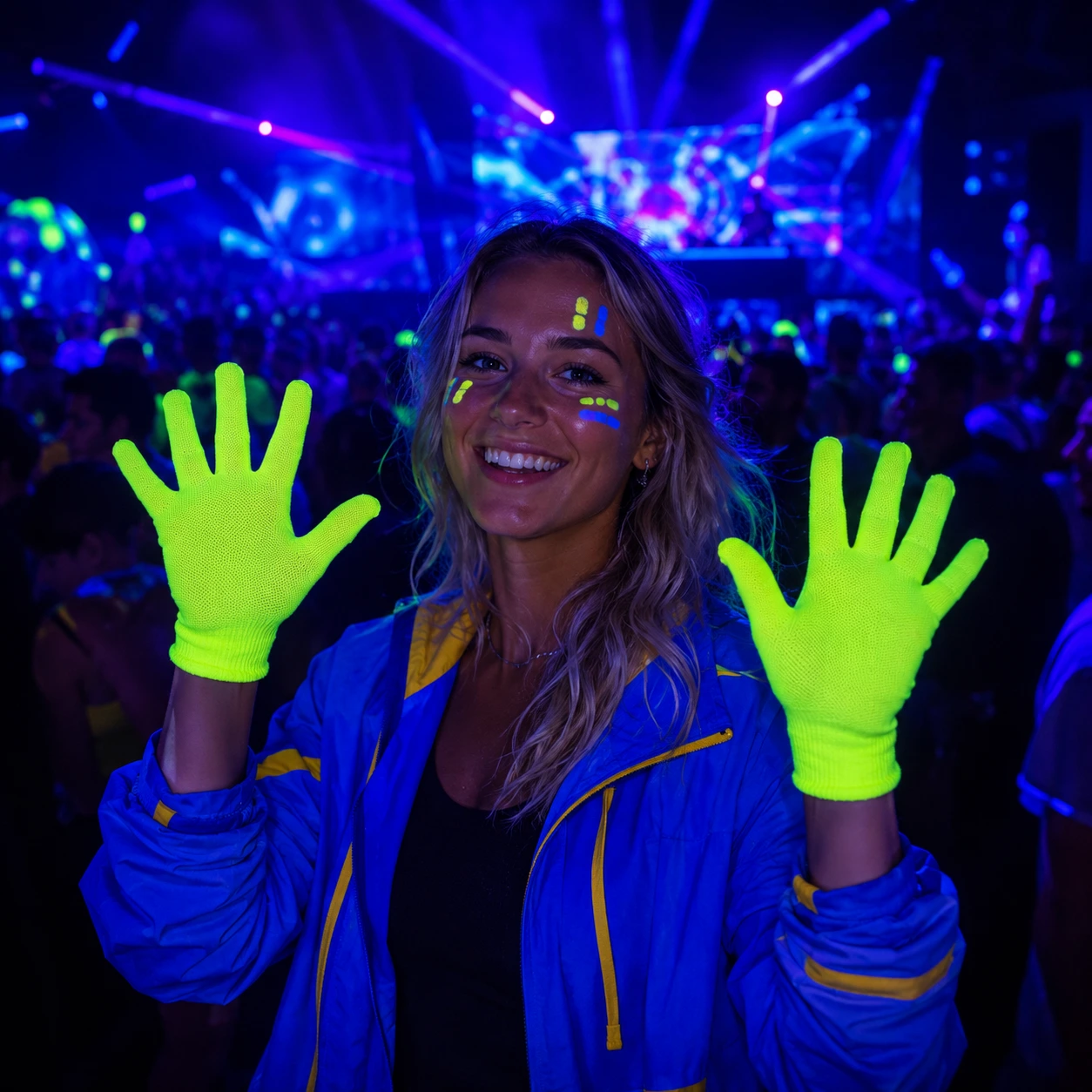 Neonhandskar UV-aktiva