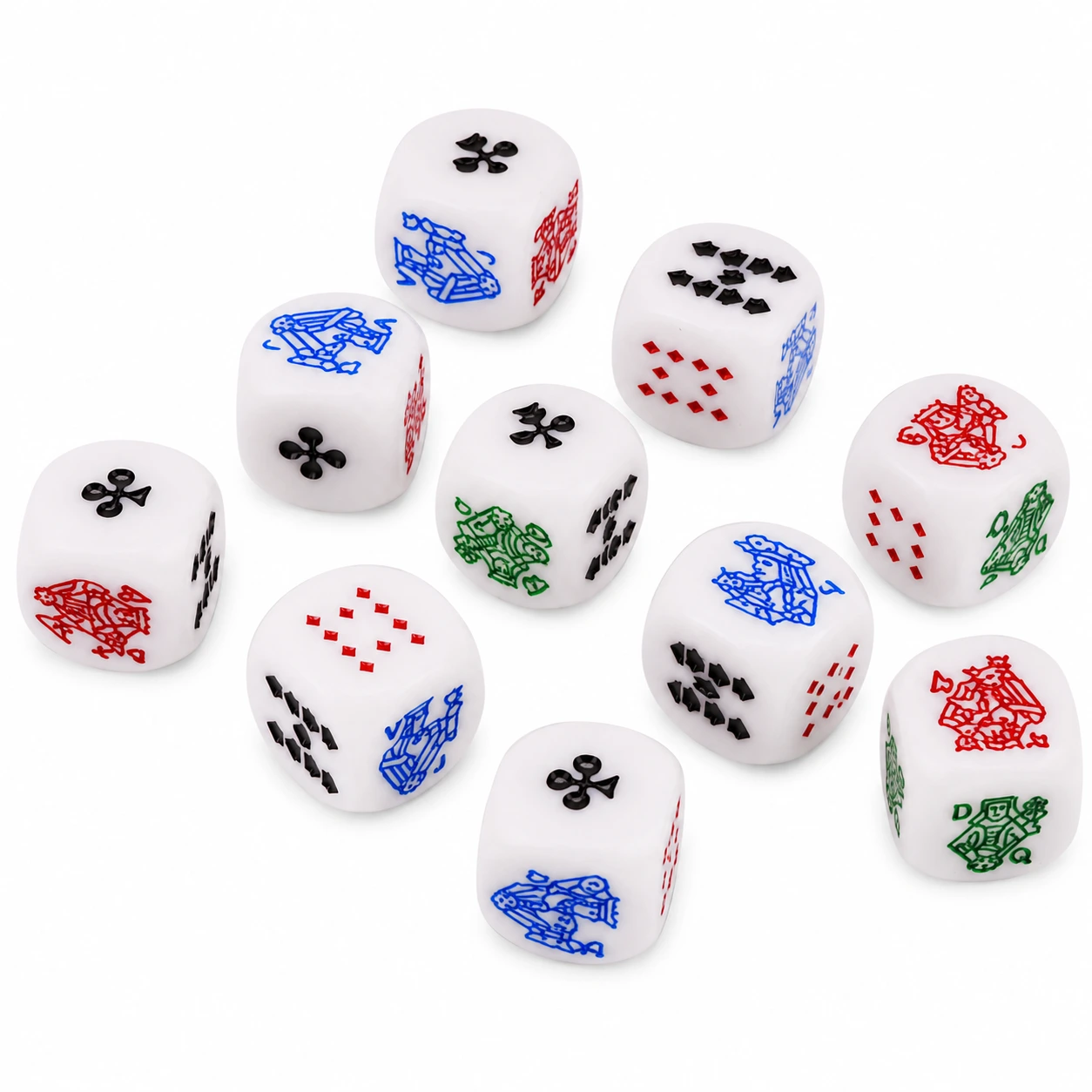 Pokertärningar i akryl för kortspel, 10-pack